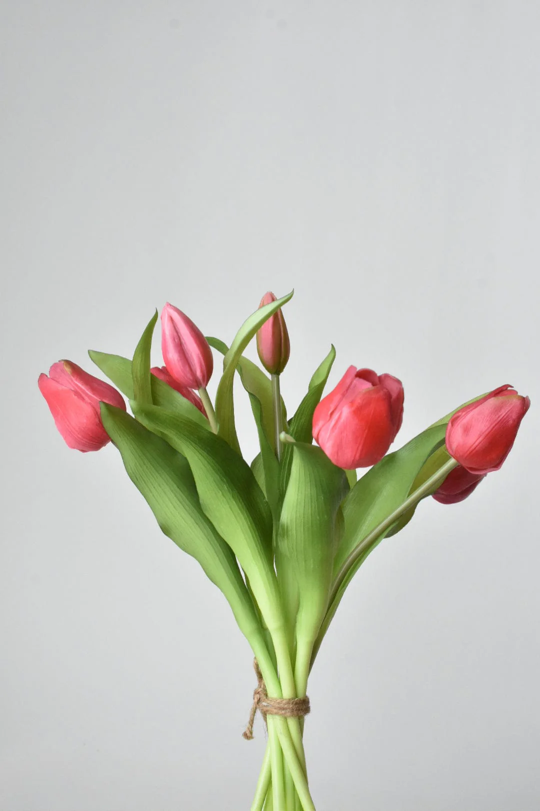 House by JSD 11.75" Faux Real Touch Dark Pink 7 Stem Tulip Bundle - Image 3