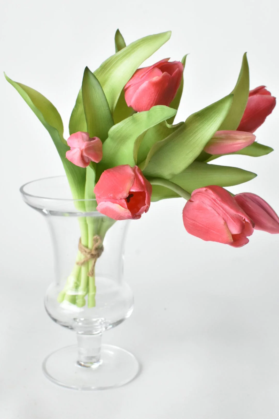 House by JSD 11.75" Faux Real Touch Dark Pink 7 Stem Tulip Bundle - Image 6