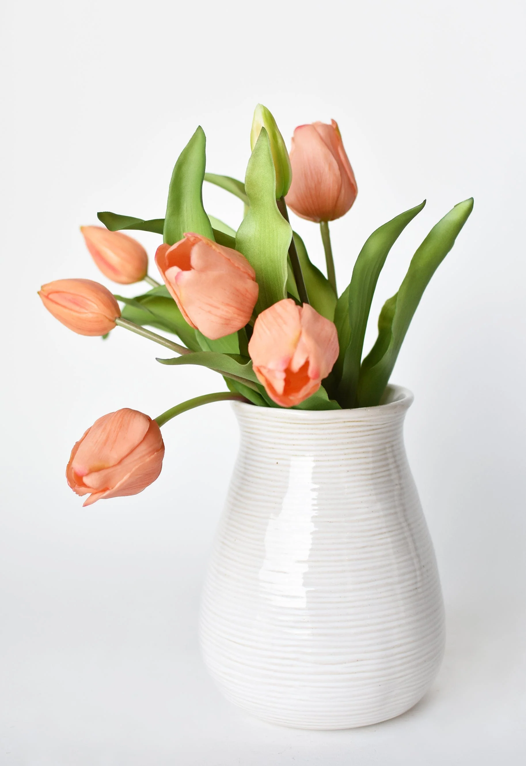 House by JSD 11.75" Faux Real Touch Orange Sorbet 7 Stem Tulip Bundle - Image 3