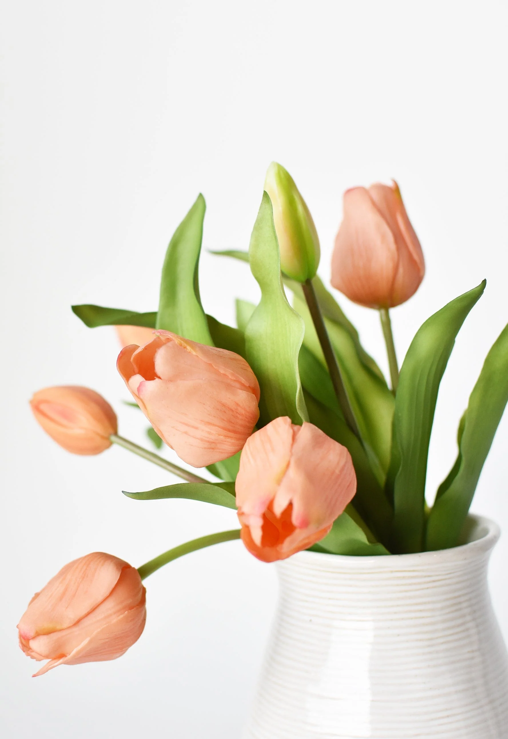House by JSD 11.75" Faux Real Touch Orange Sorbet 7 Stem Tulip Bundle - Image 4