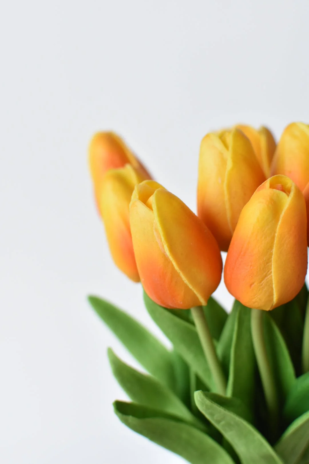 House of JSD 13.5" Faux Real Touch Orange & Yellow 12 Stem Tulip Bundle - Image 2