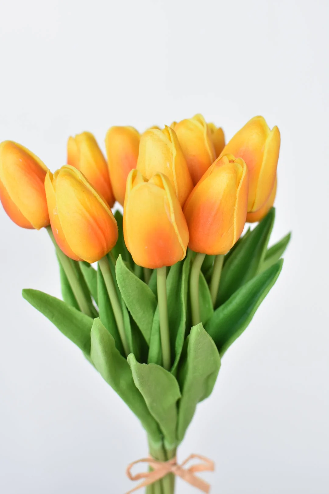 House of JSD 13.5" Faux Real Touch Orange & Yellow 12 Stem Tulip Bundle - Image 3