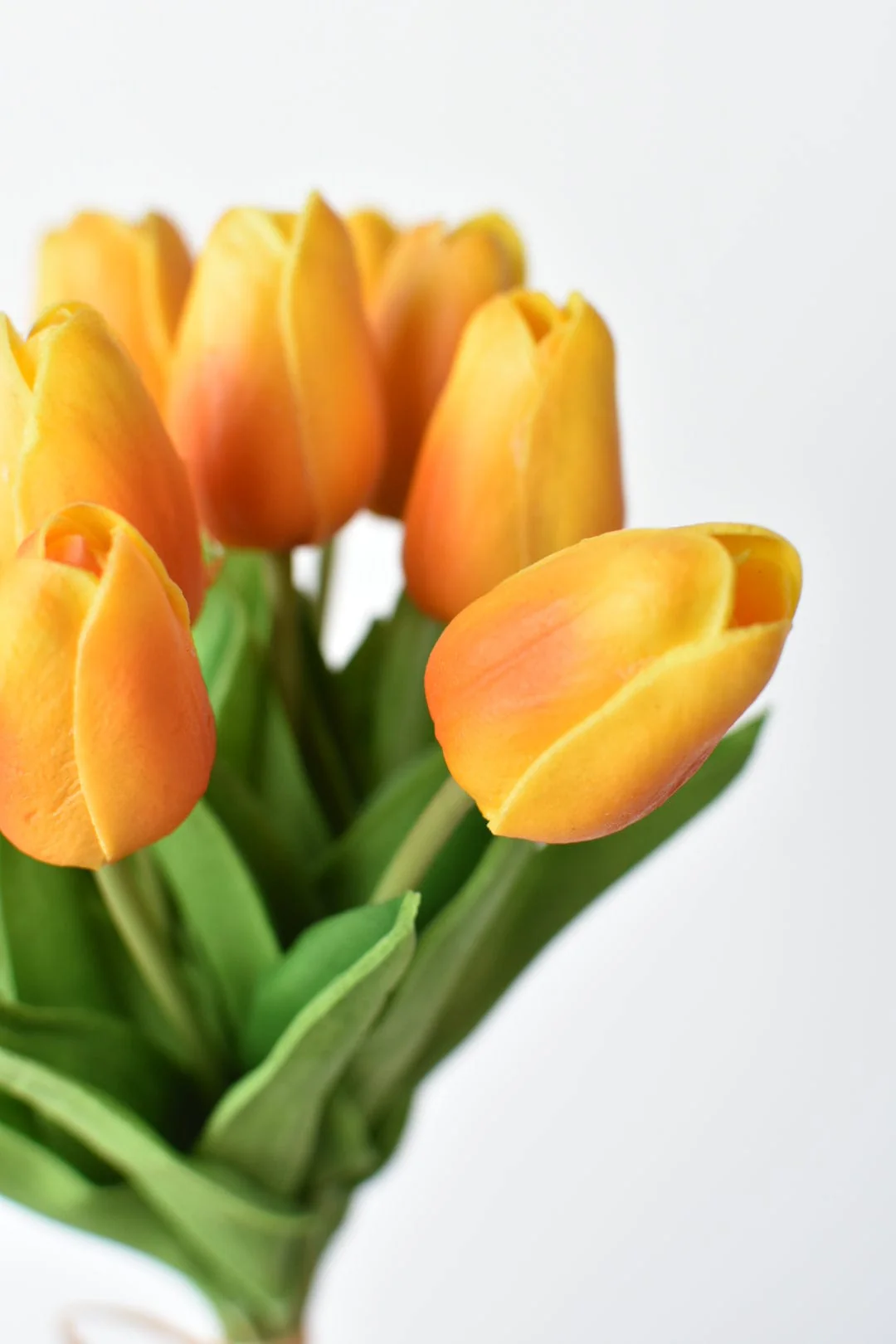 House of JSD 13.5" Faux Real Touch Orange & Yellow 12 Stem Tulip Bundle - Image 4