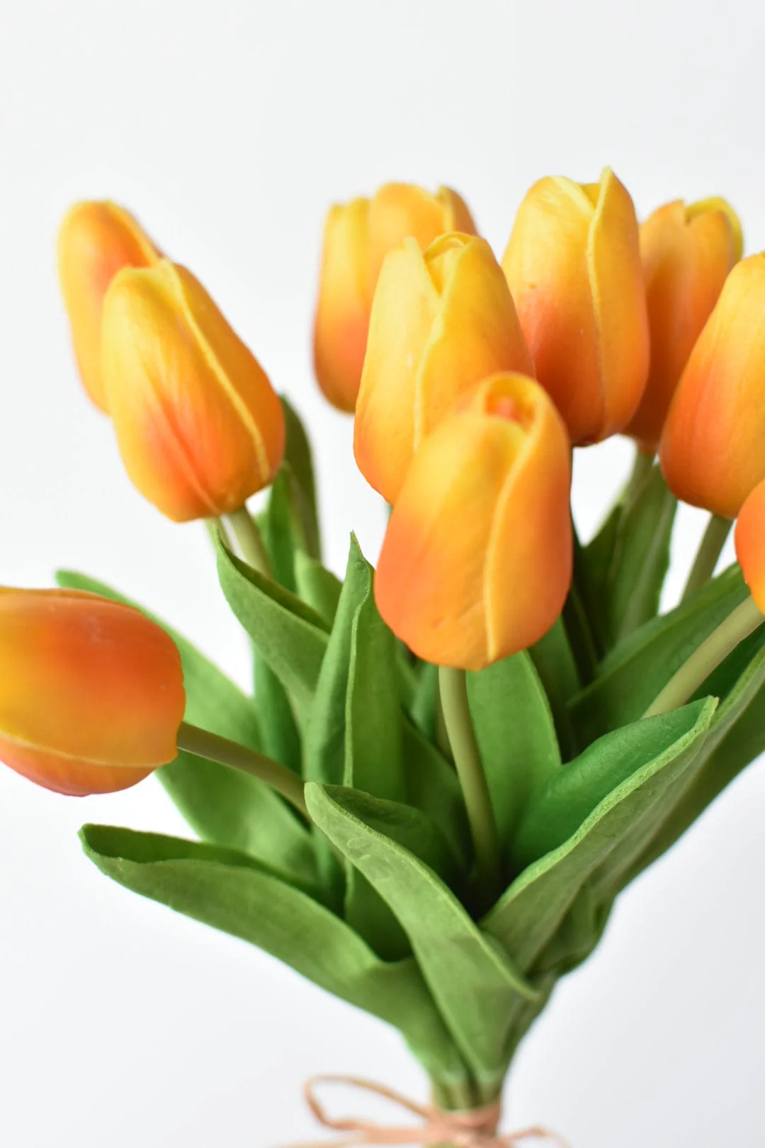 House of JSD 13.5" Faux Real Touch Orange & Yellow 12 Stem Tulip Bundle - Image 5