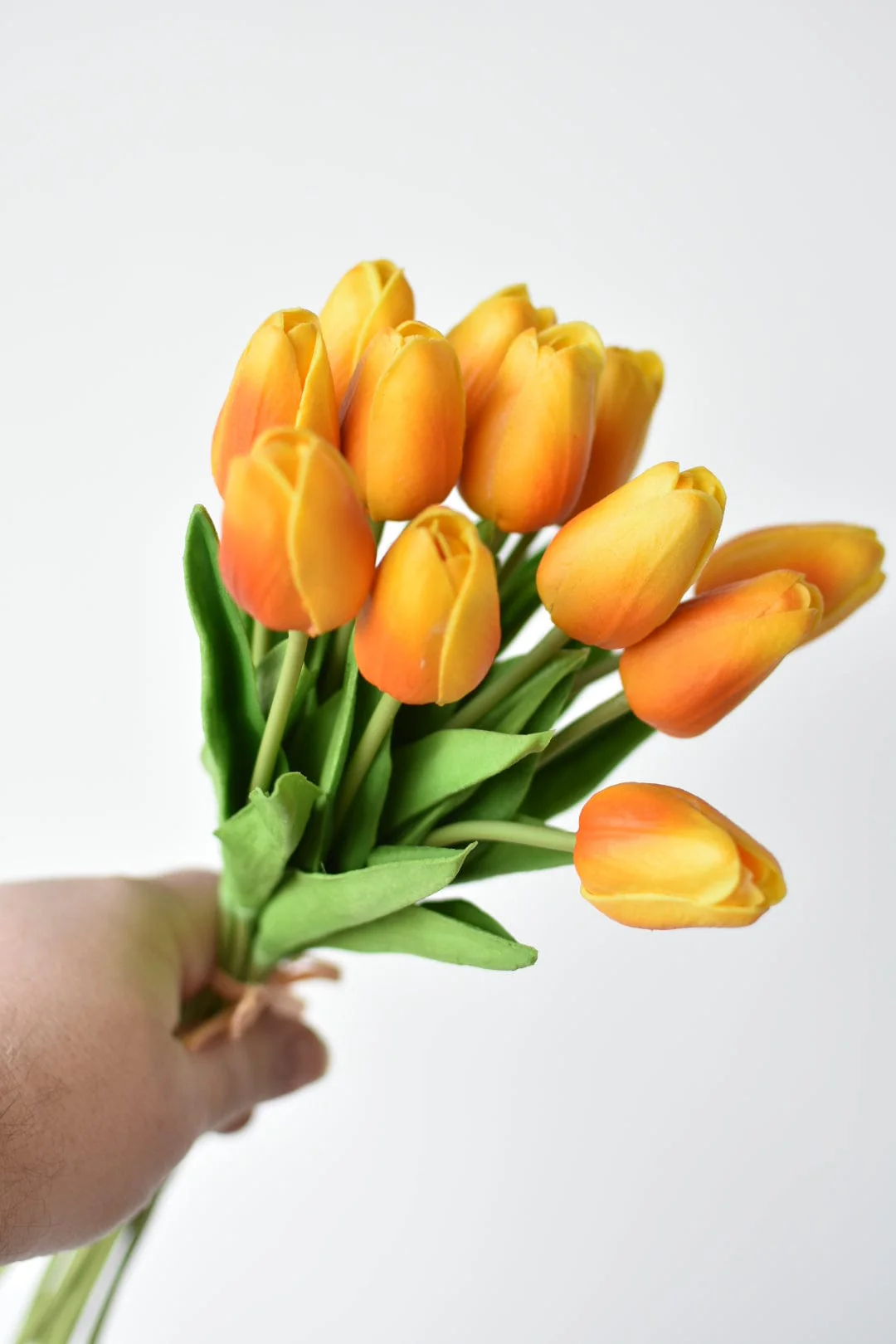 House of JSD 13.5" Faux Real Touch Orange & Yellow 12 Stem Tulip Bundle - Image 7