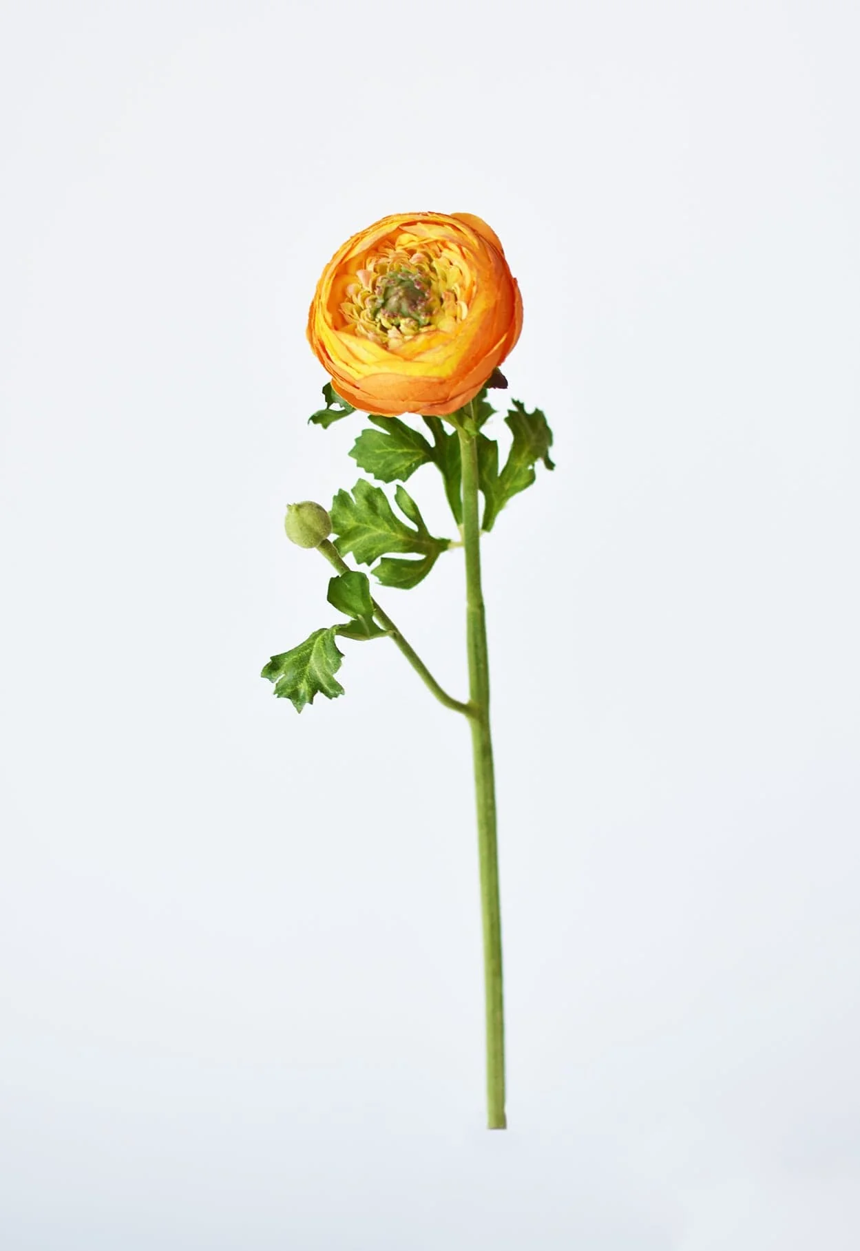 13" Faux Orange Ranunculus Stem - Image 2