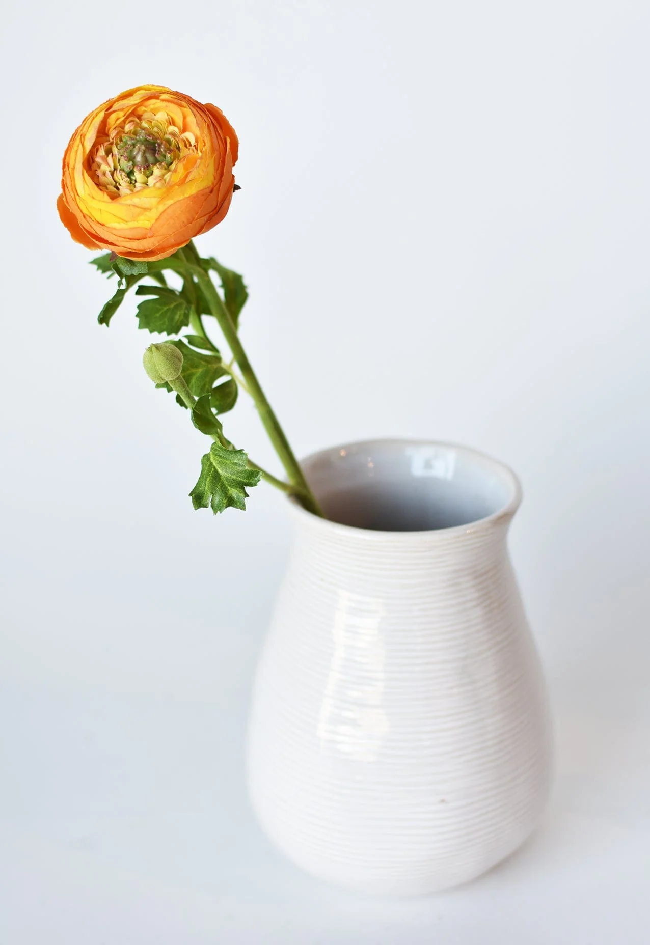 13" Faux Orange Ranunculus Stem - Image 4