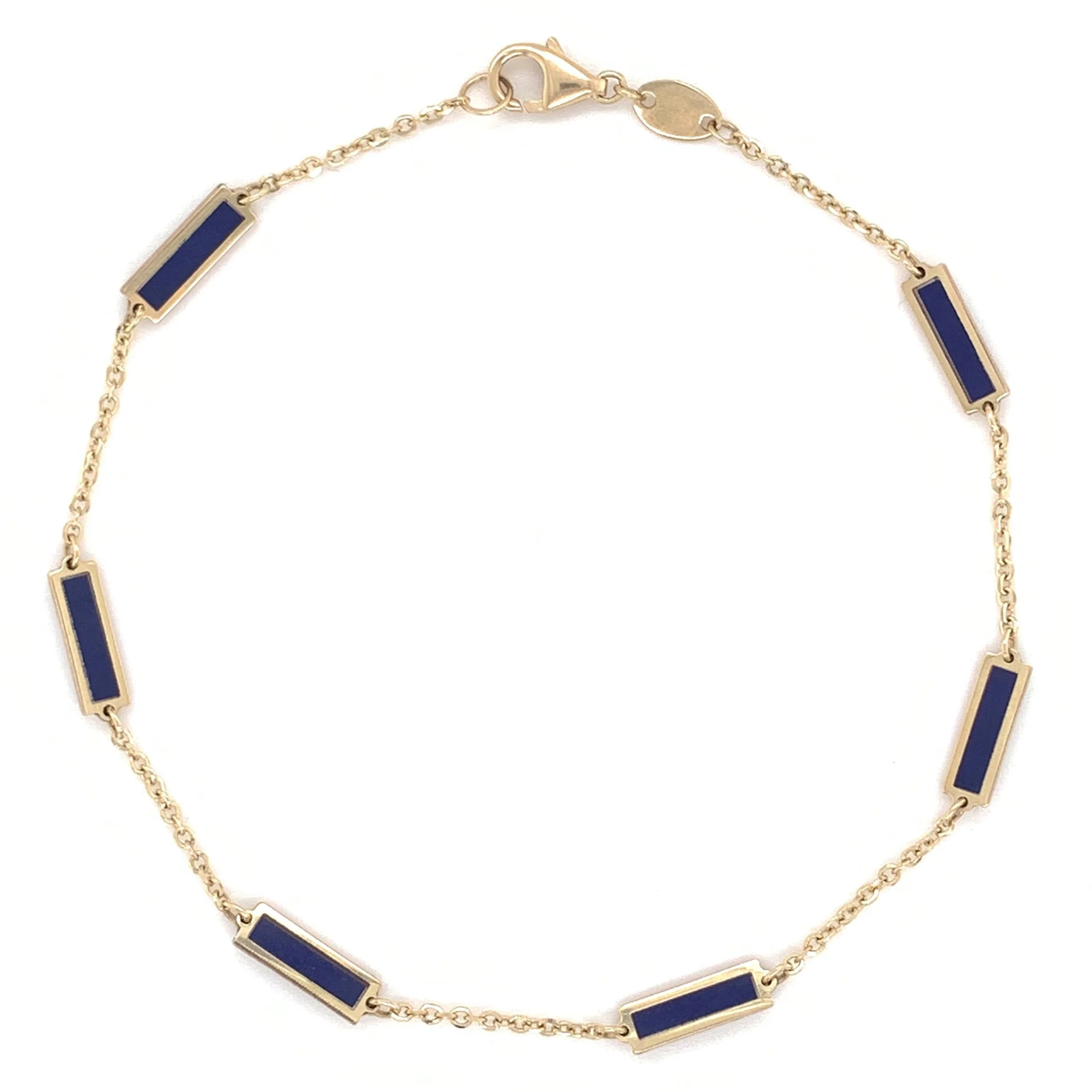 14K Italian Gold Gemstone Bar Station Bracelet - Image 3
