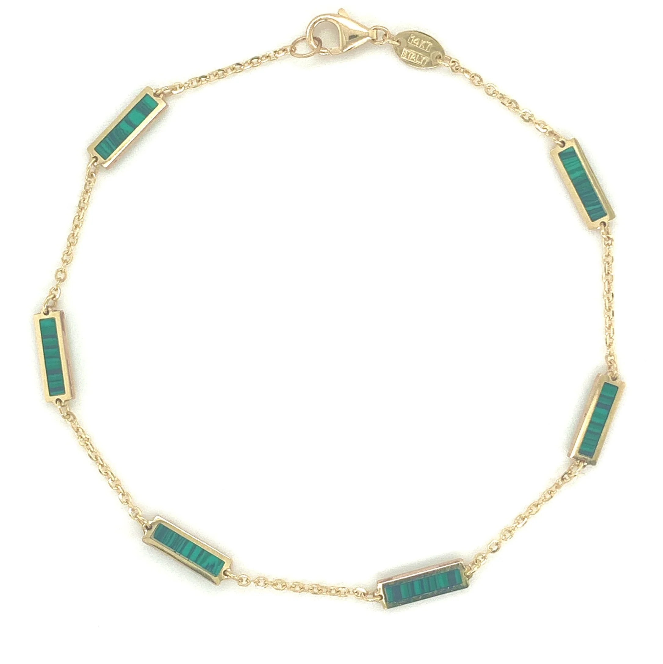 14K Italian Gold Gemstone Bar Station Bracelet - Image 4
