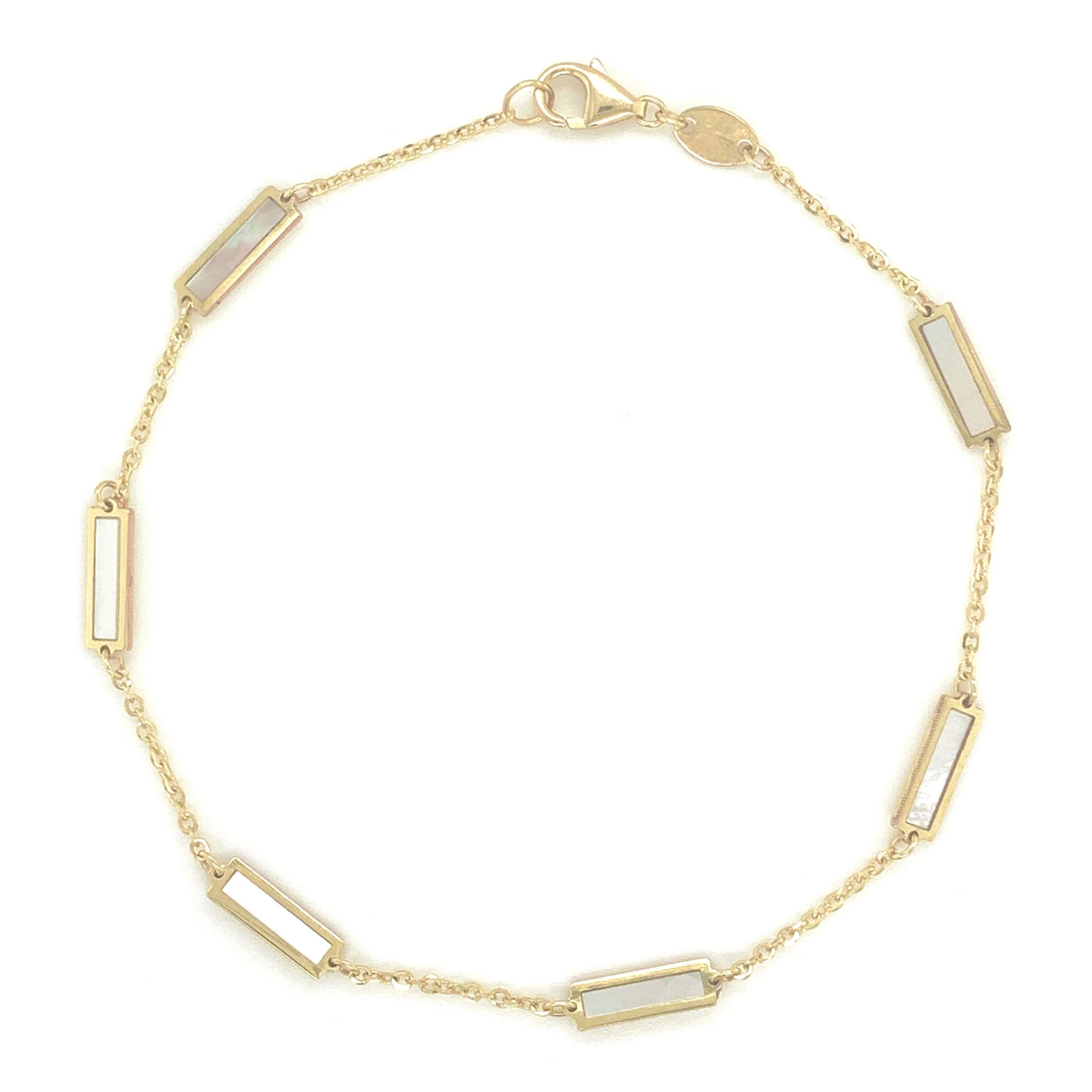 14K Italian Gold Gemstone Bar Station Bracelet - Image 5