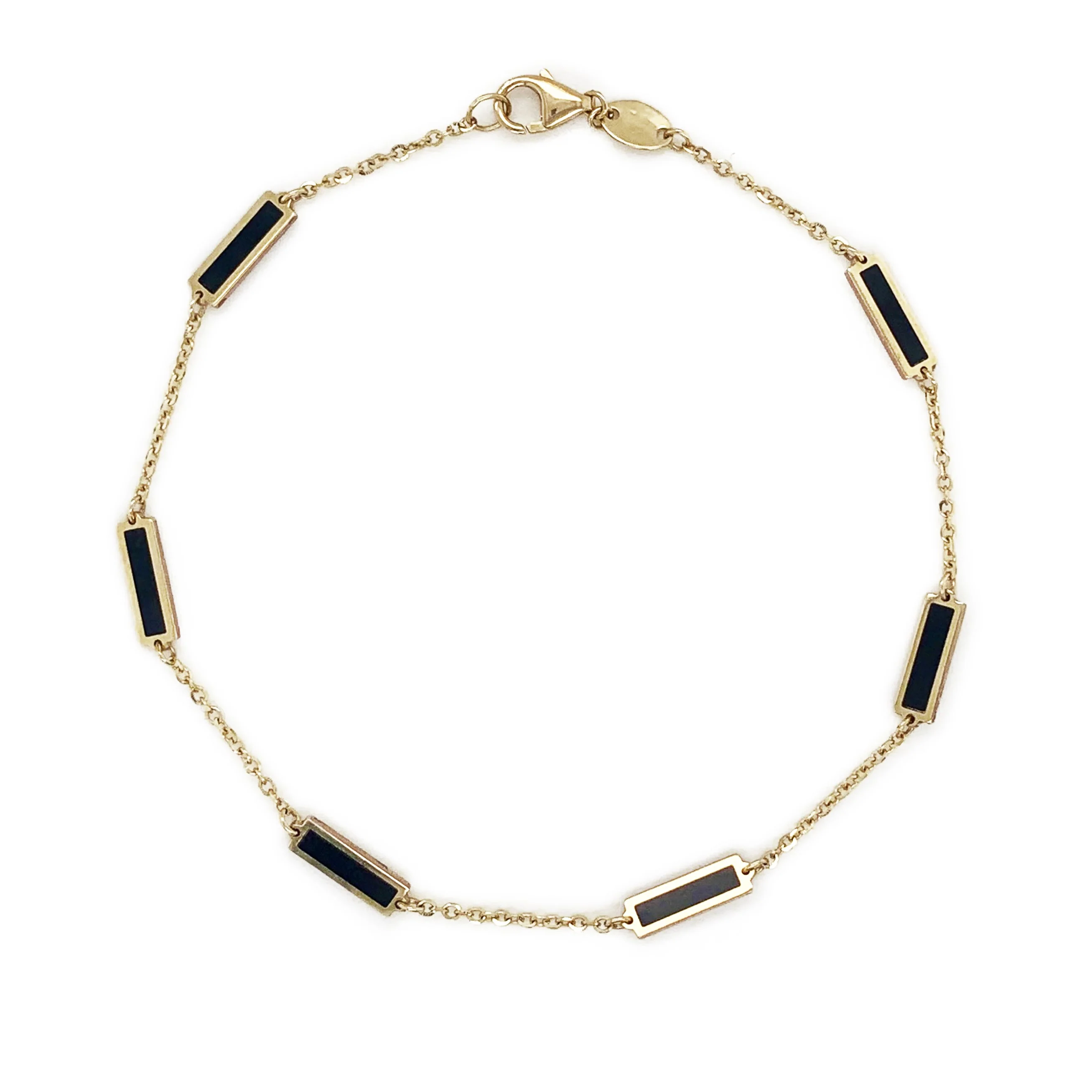 14K Italian Gold Gemstone Bar Station Bracelet - Image 6