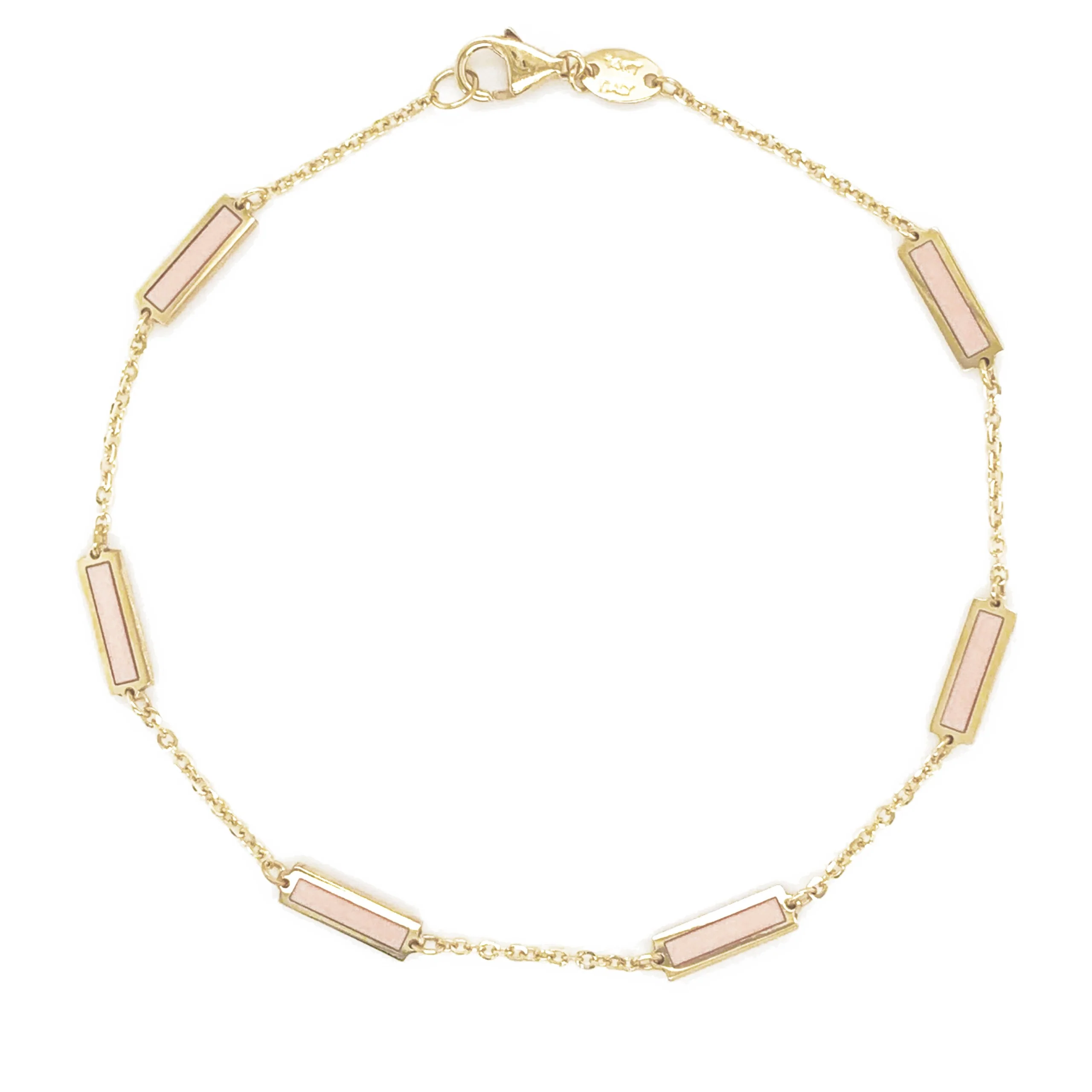 14K Italian Gold Gemstone Bar Station Bracelet - Image 8