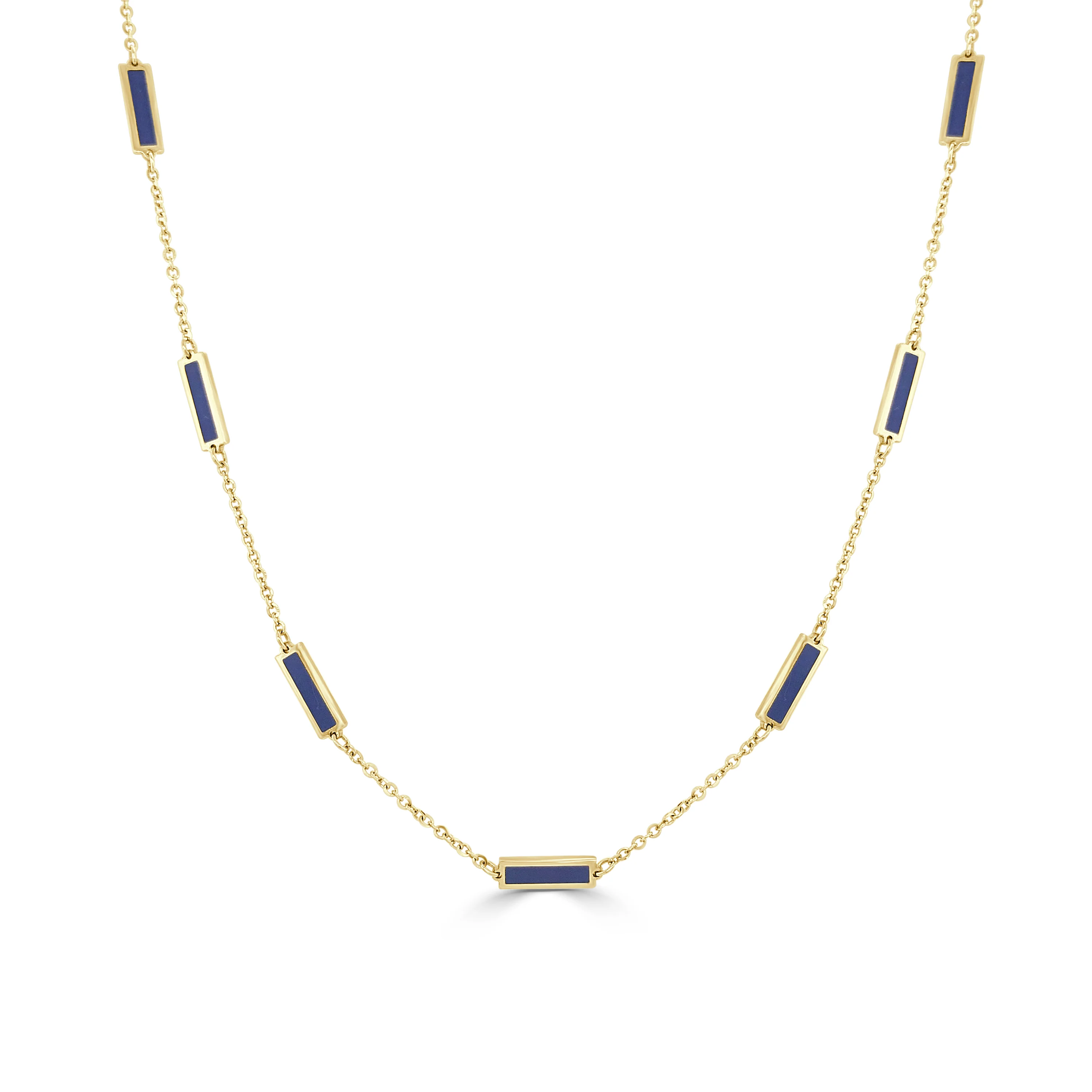 14K Italian Gold Gemstone Bar Station Necklace - Image 3