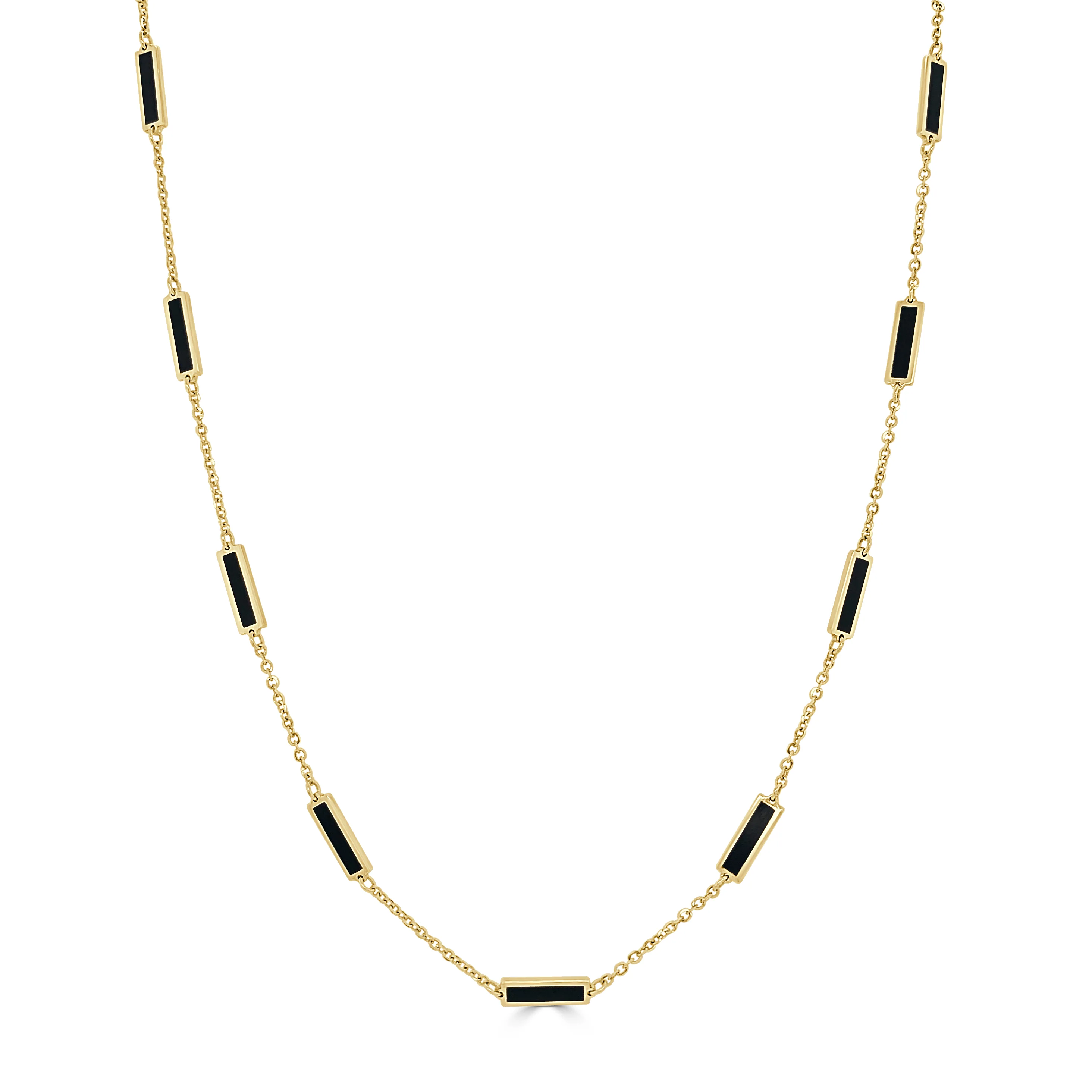 14K Italian Gold Gemstone Bar Station Necklace - Image 6