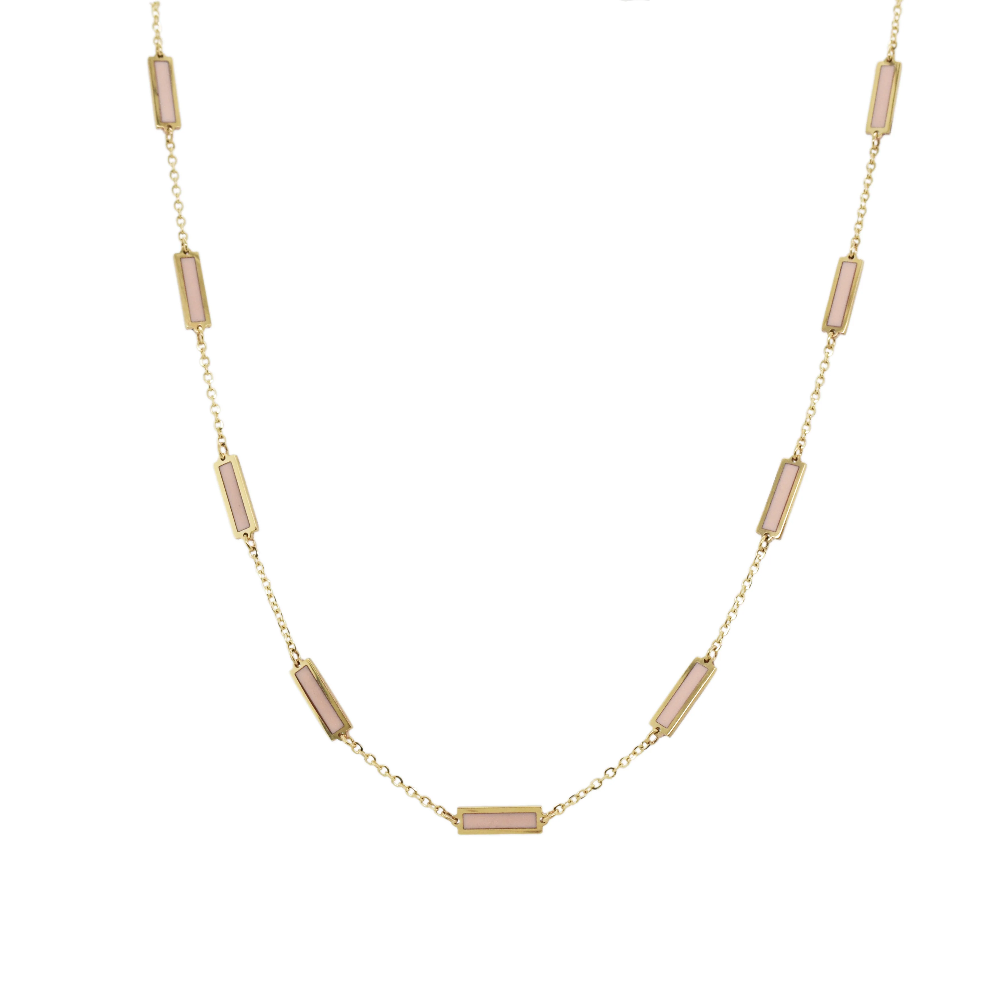14K Italian Gold Gemstone Bar Station Necklace - Image 8