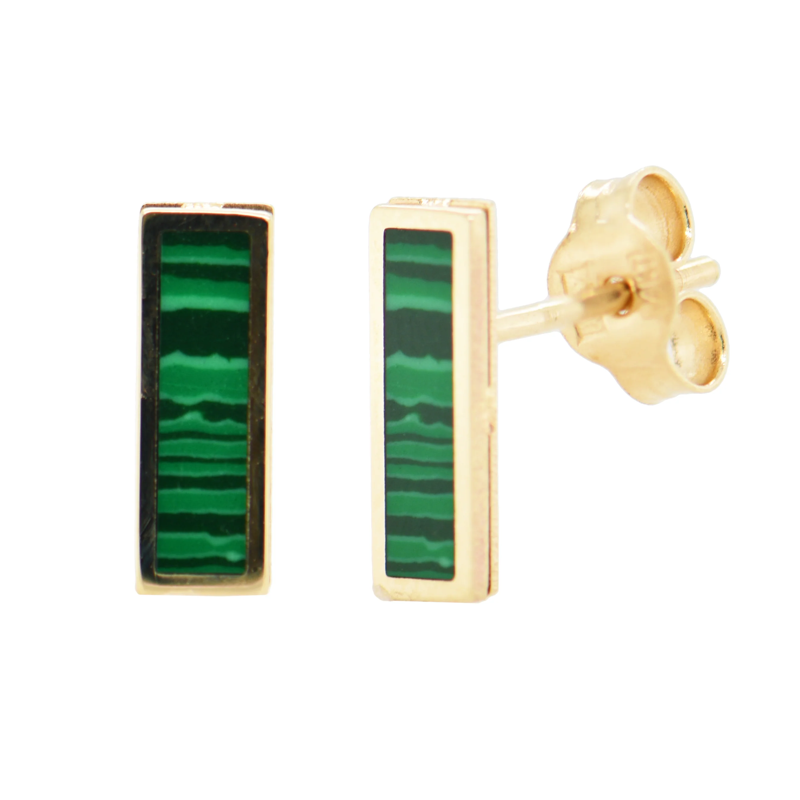 14K Italian Gold Gemstone Bar Stud Earrings - Image 3