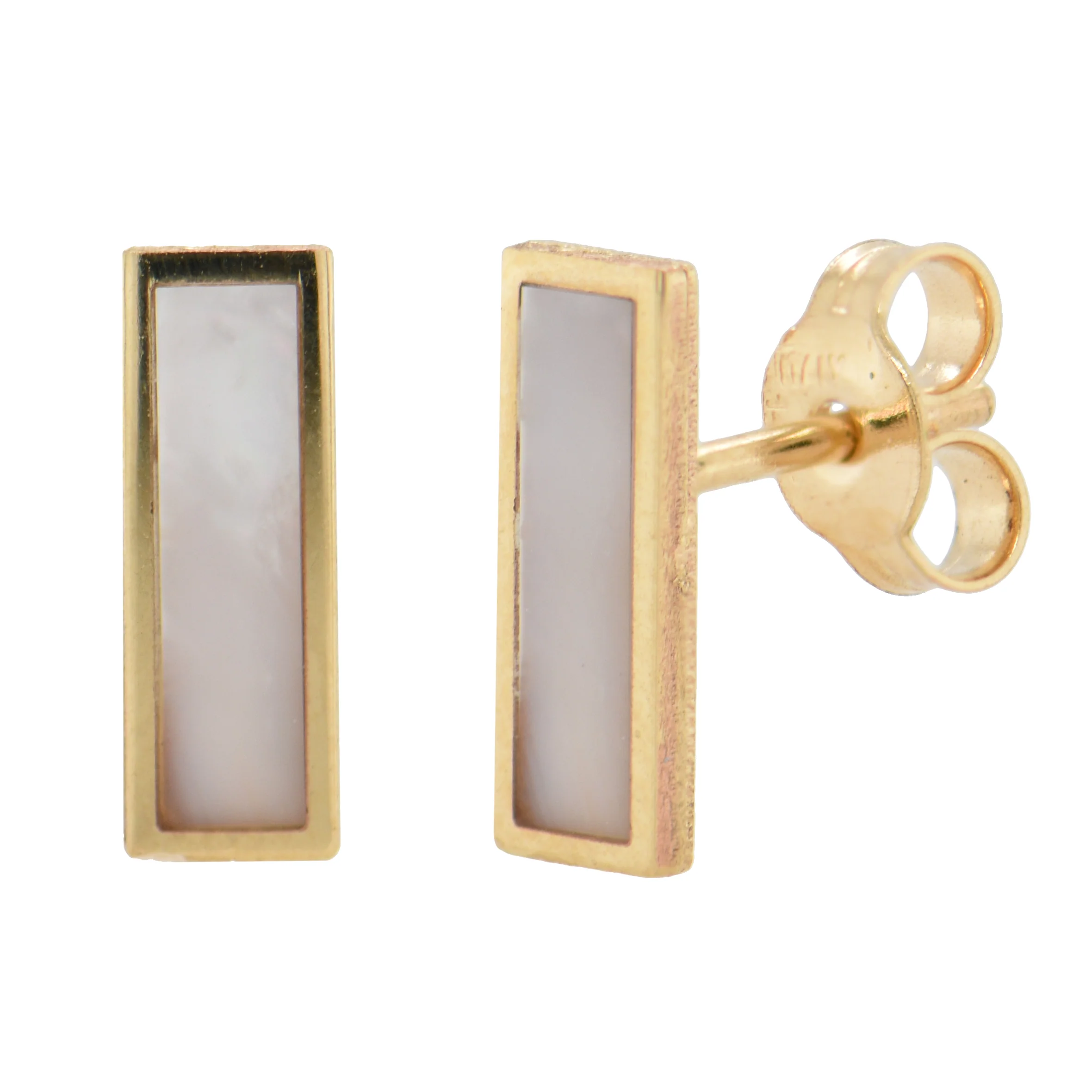 14K Italian Gold Gemstone Bar Stud Earrings - Image 4