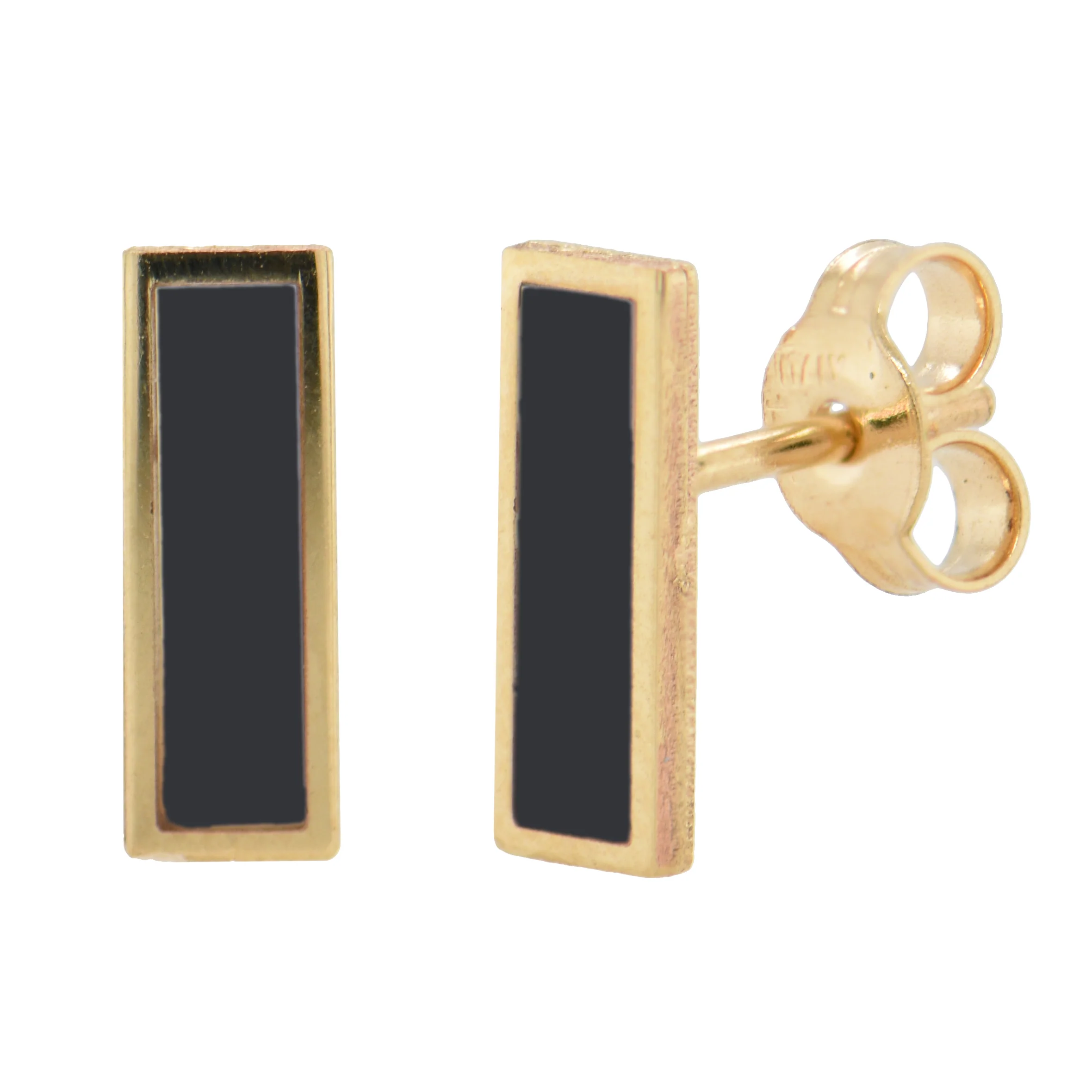 14K Italian Gold Gemstone Bar Stud Earrings - Image 5