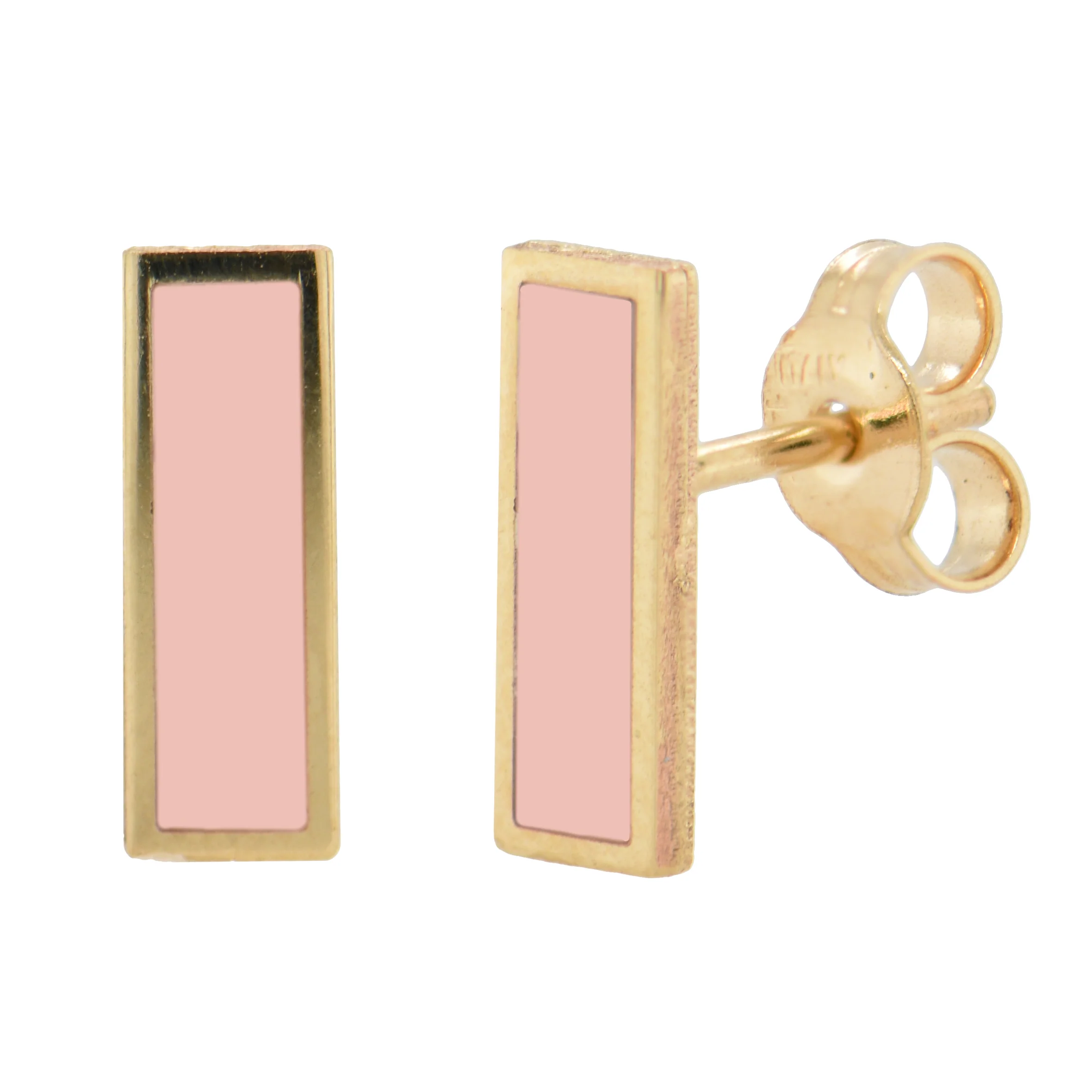 14K Italian Gold Gemstone Bar Stud Earrings - Image 7