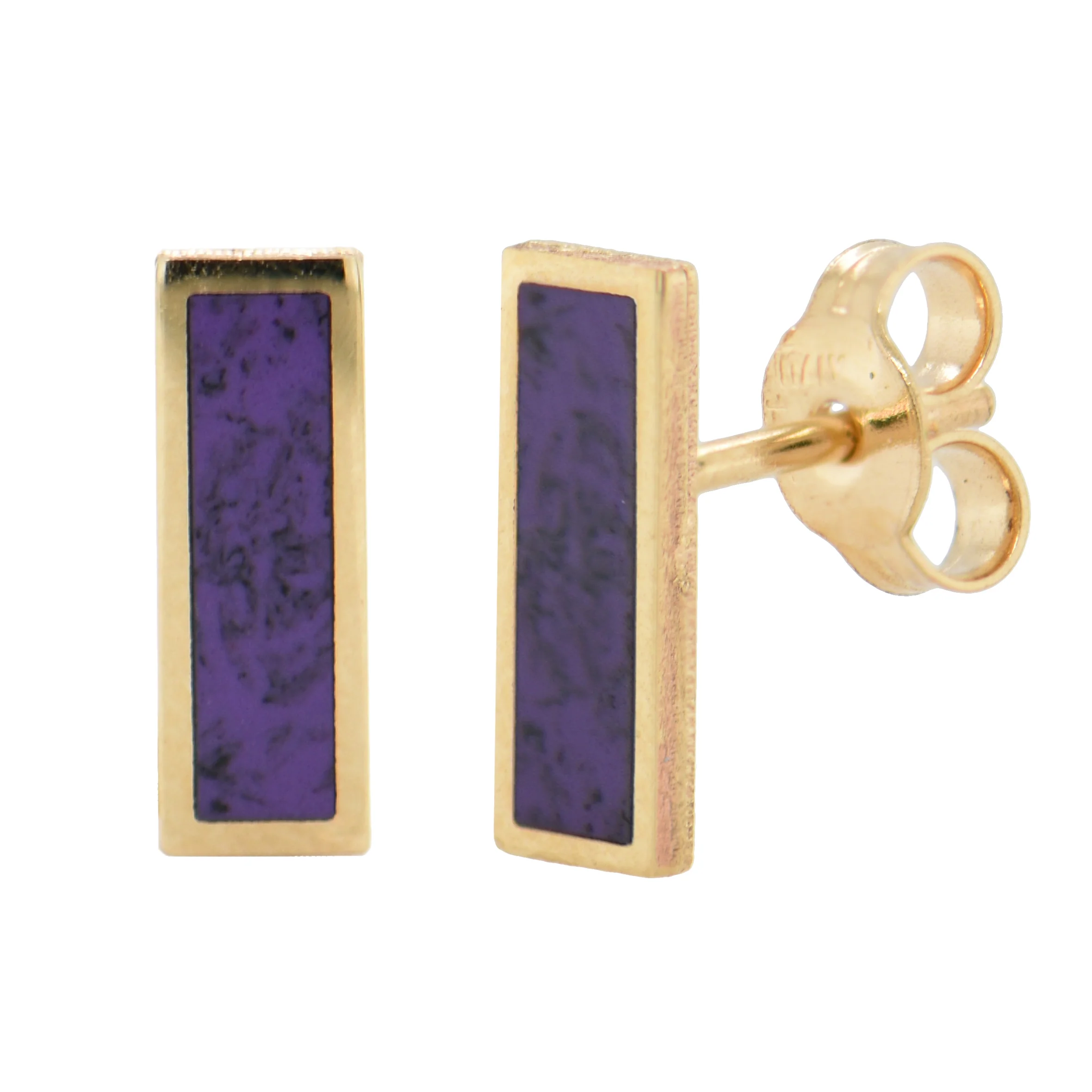 14K Italian Gold Gemstone Bar Stud Earrings - Image 8
