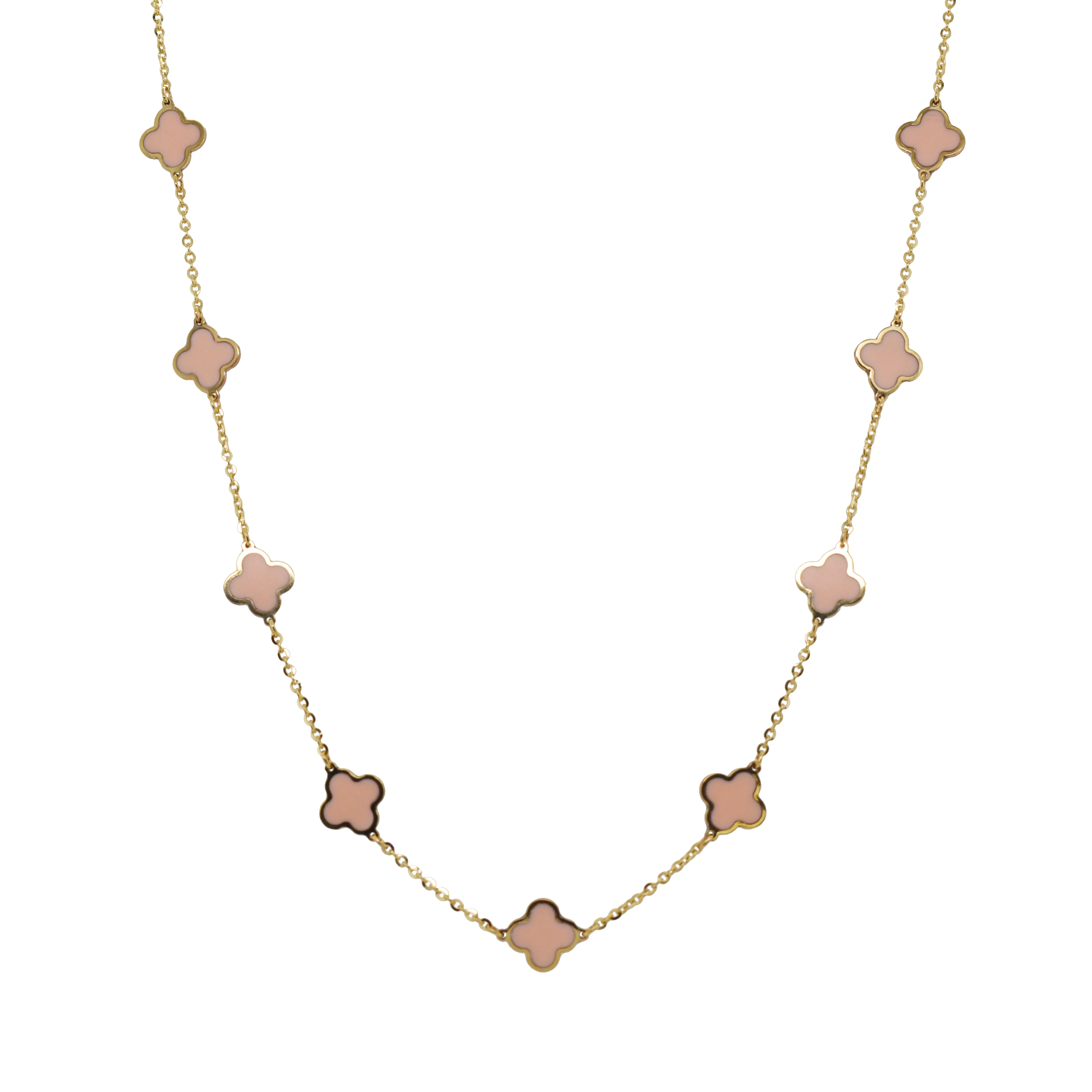 14K Italian Gold Gemstone Clover 16" Station Necklace + 2" Extender - Image 6