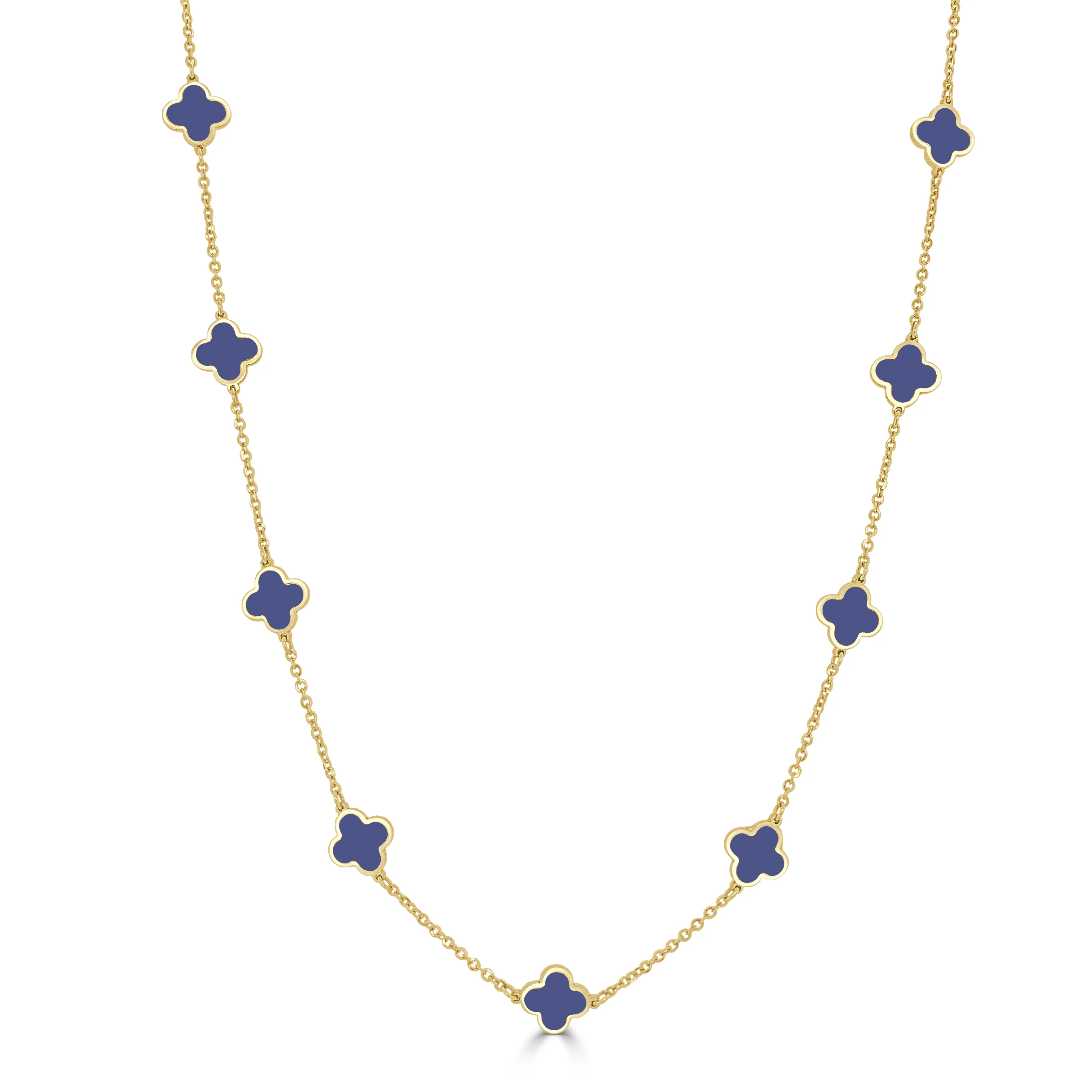 14K Italian Gold Gemstone Clover 16" Station Necklace + 2" Extender - Image 7