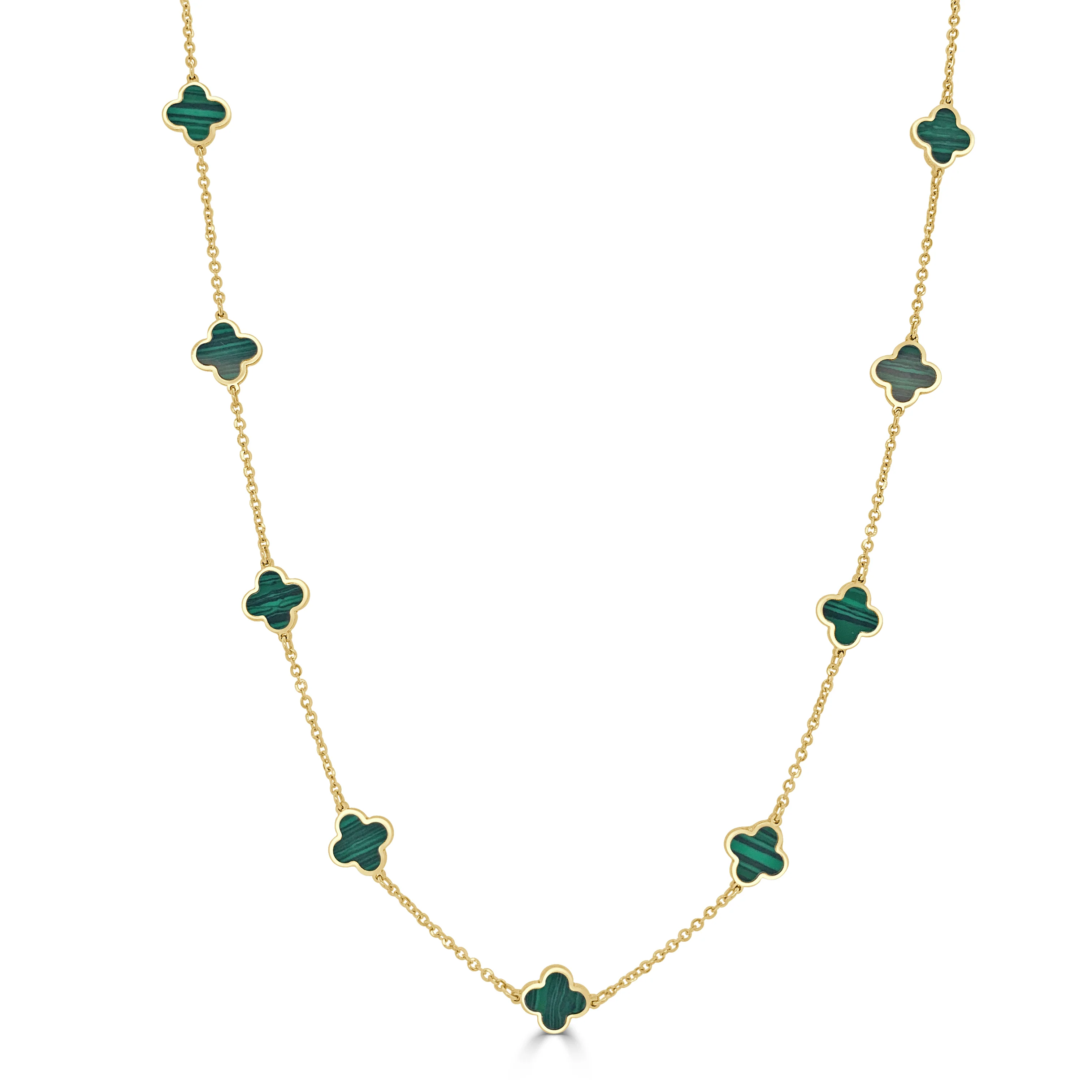 14K Italian Gold Gemstone Clover 16" Station Necklace + 2" Extender - Image 8