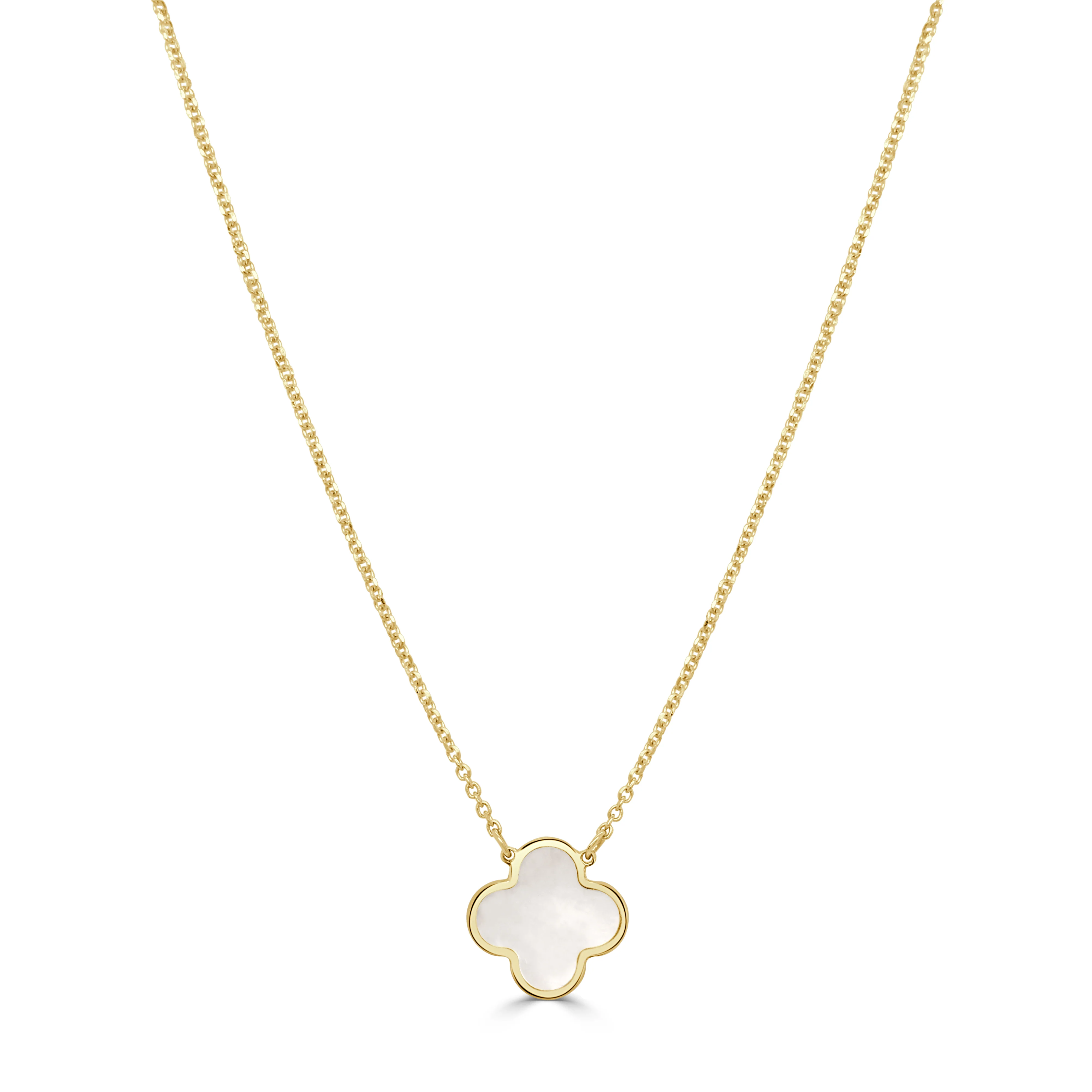 14K Italian Gold Gemstone Clover Solitaire Necklace - Image 3
