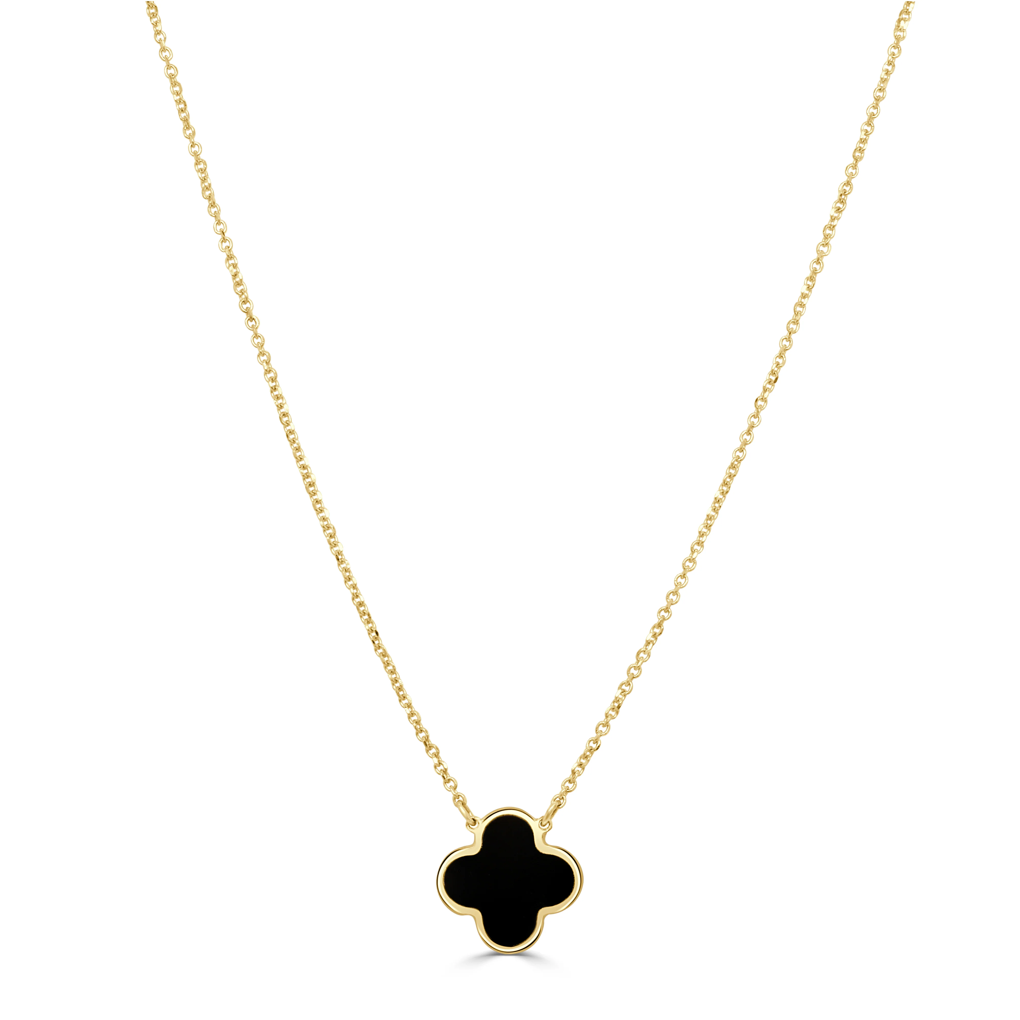 14K Italian Gold Gemstone Clover Solitaire Necklace - Image 4