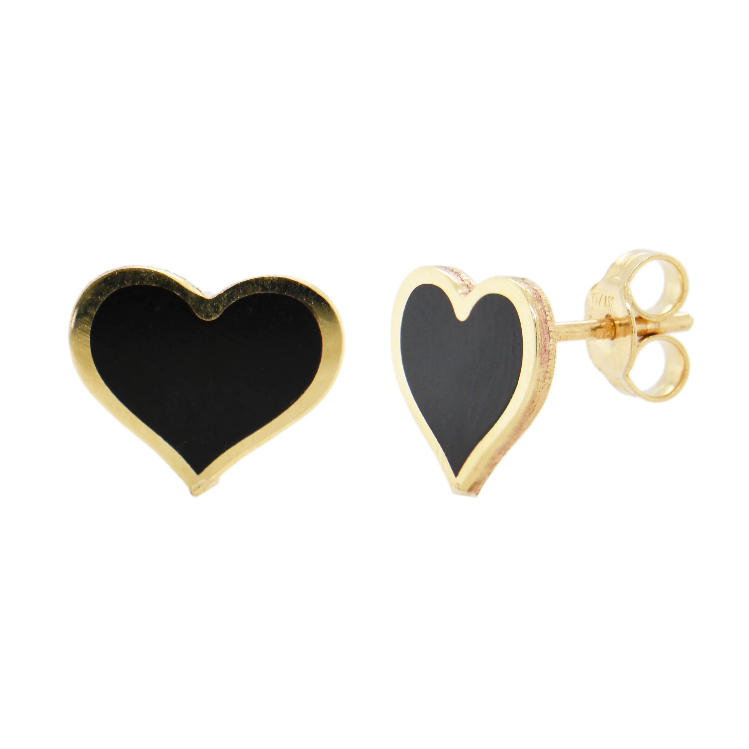 14K Italian Gold Gemstone Heart Stud Earrings - Image 2