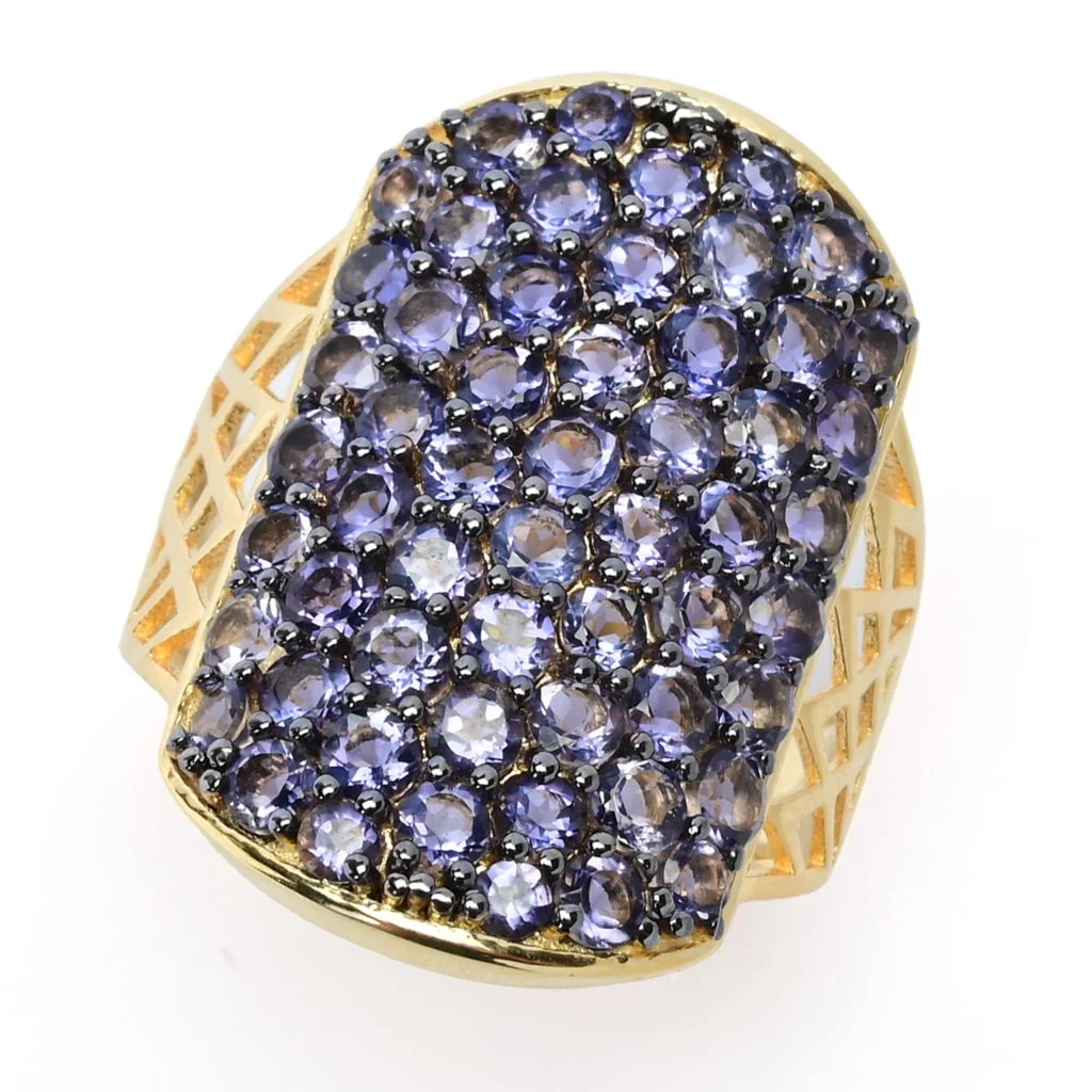 18K Gold Plated Choice of Exotic Gemstone Pave ID "Dog Tag" Ring - Image 2