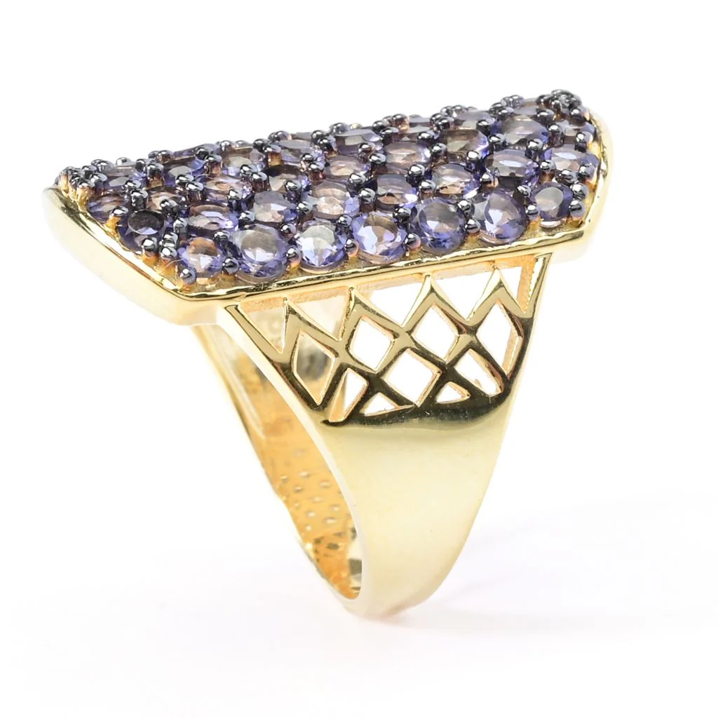 18K Gold Plated Choice of Exotic Gemstone Pave ID "Dog Tag" Ring - Image 3