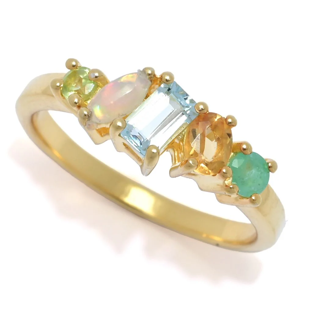 18K Gold Plated Choice of Gemstone "Peace" or "Dream" Acrostic Ring - Image 2