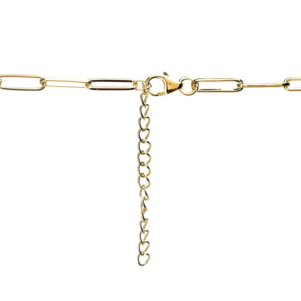 18K Gold Plated 18" Arizona Peridot Paperclip Link Necklace - Image 2