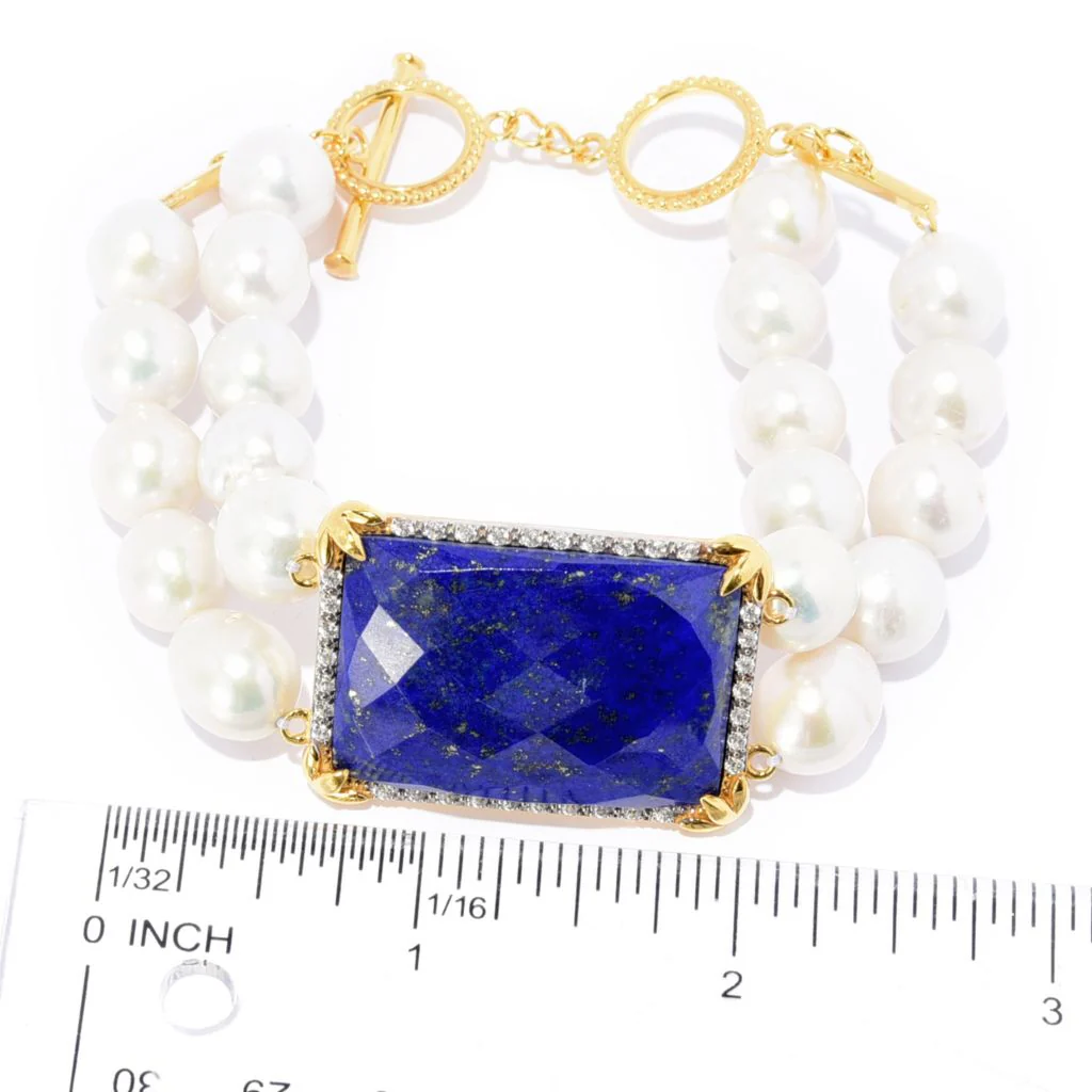 18K Gold Plated Choice of Opaque Gem & Baroque Pearl Bracelet - Image 4