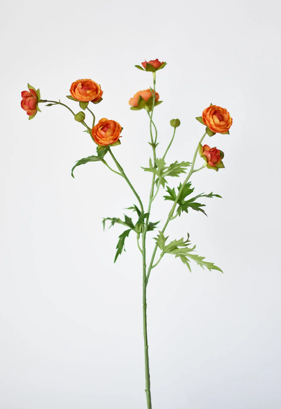 22" Faux Mini Orange Ranunculus Stem - Image 2