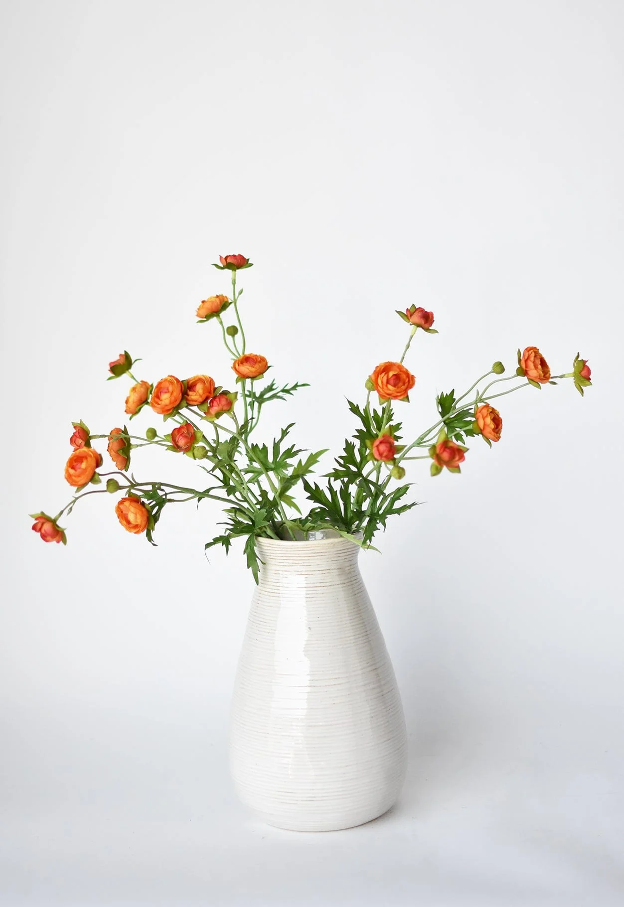 22" Faux Mini Orange Ranunculus Stem - Image 3