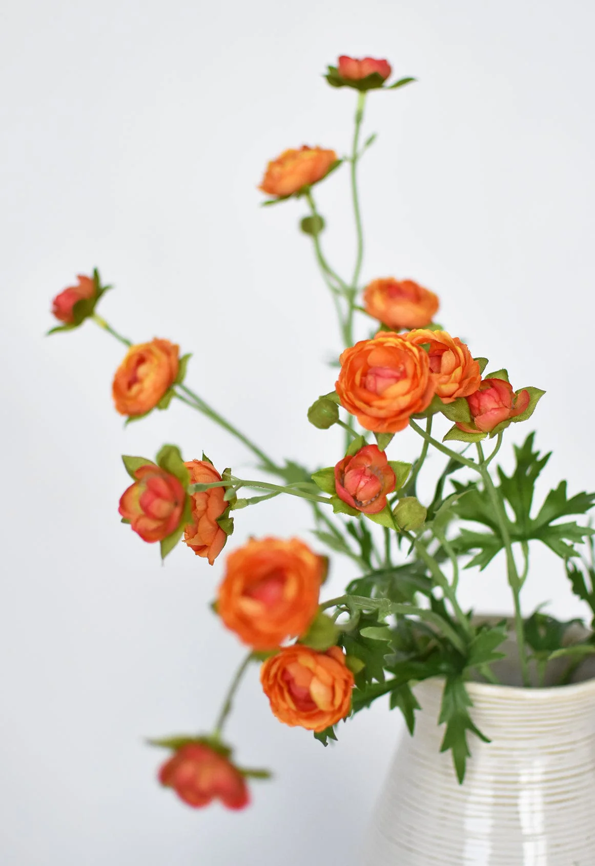 22" Faux Mini Orange Ranunculus Stem - Image 4
