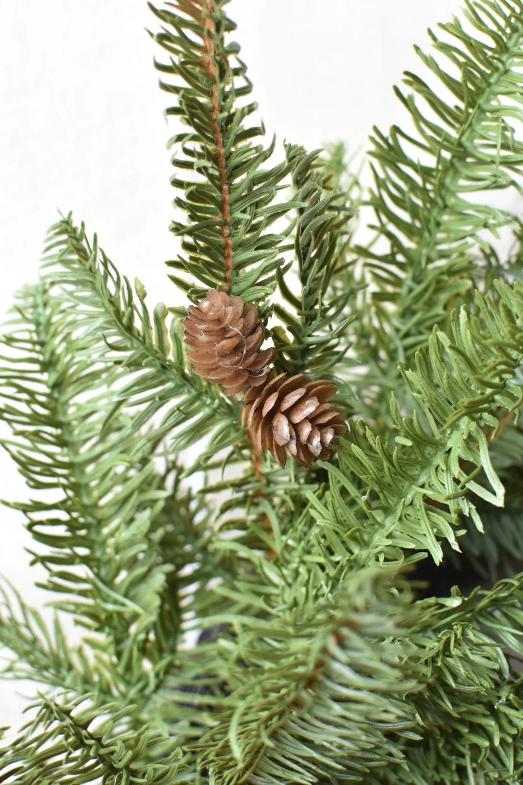 24" Faux Green Spruce Real Touch Wreath w/Faux Pinecones - Image 3