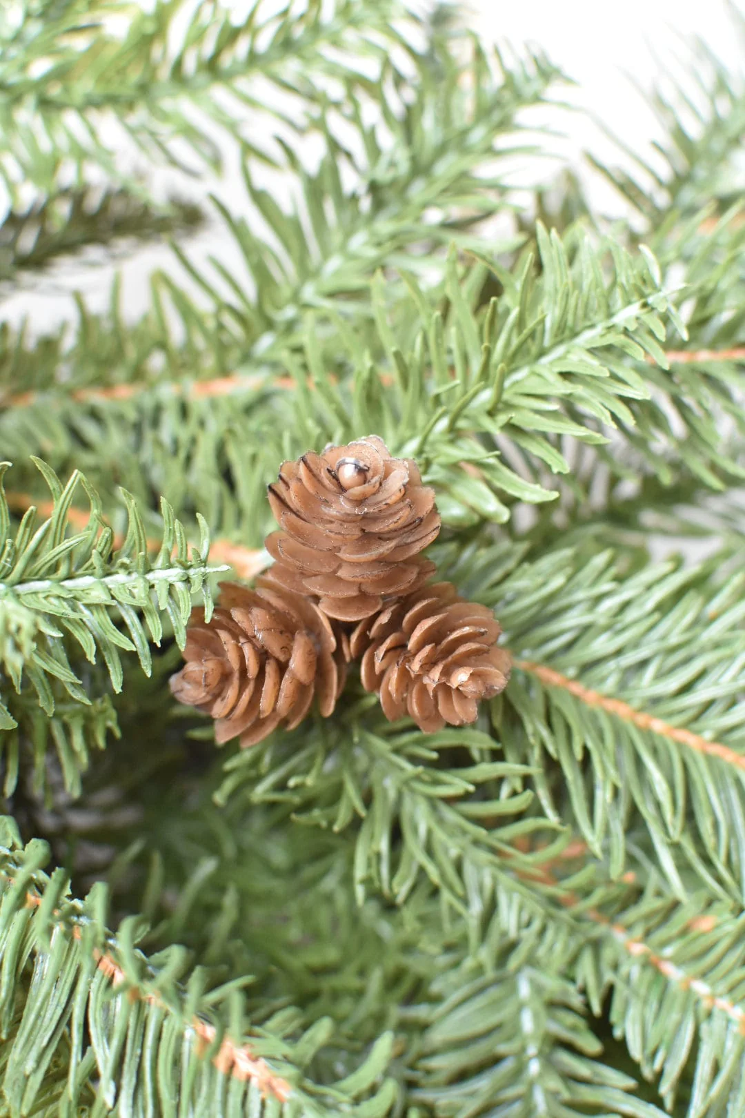 24" Faux Green Spruce Real Touch Wreath w/Faux Pinecones - Image 5