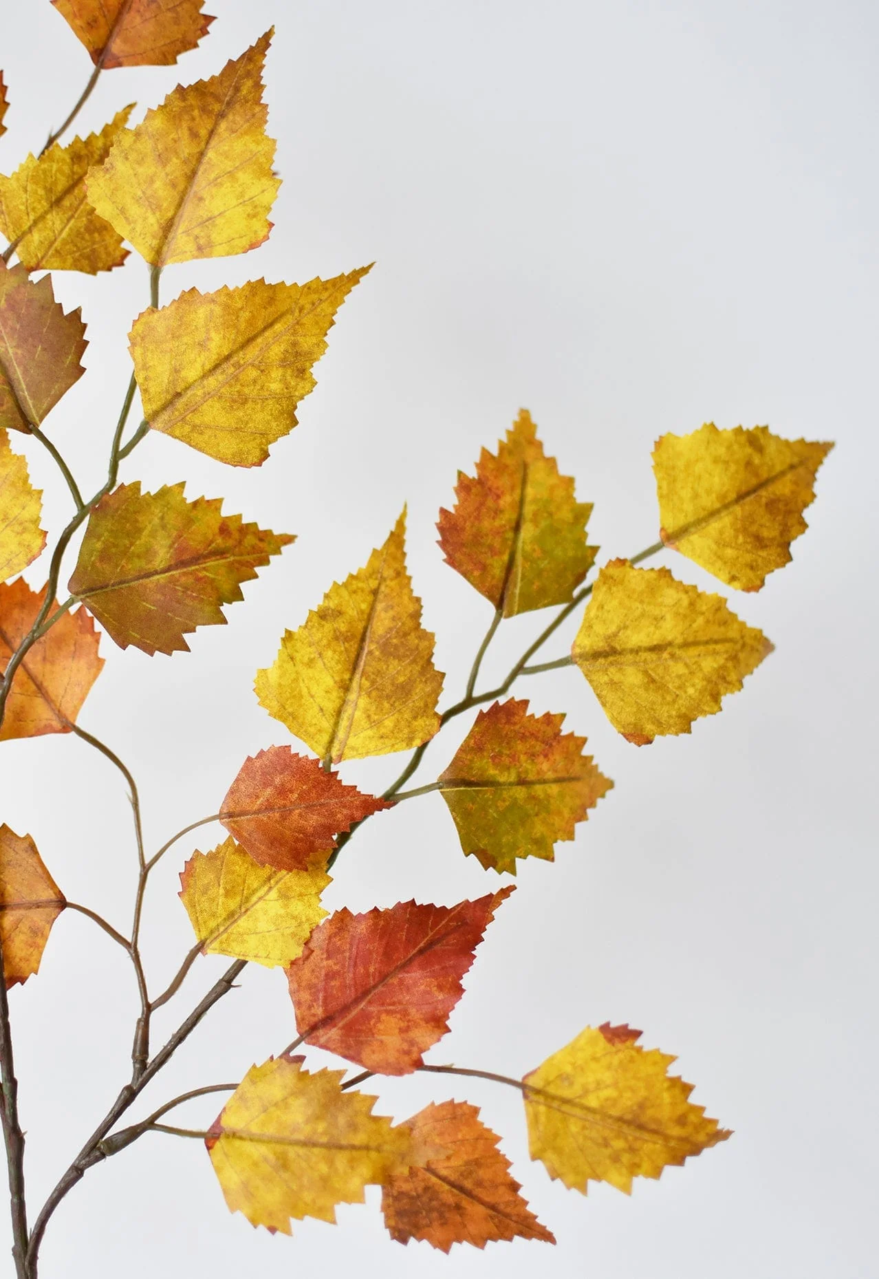 26" Faux Birch Leaf Stem Orange / Mustard / Yellow - Image 3