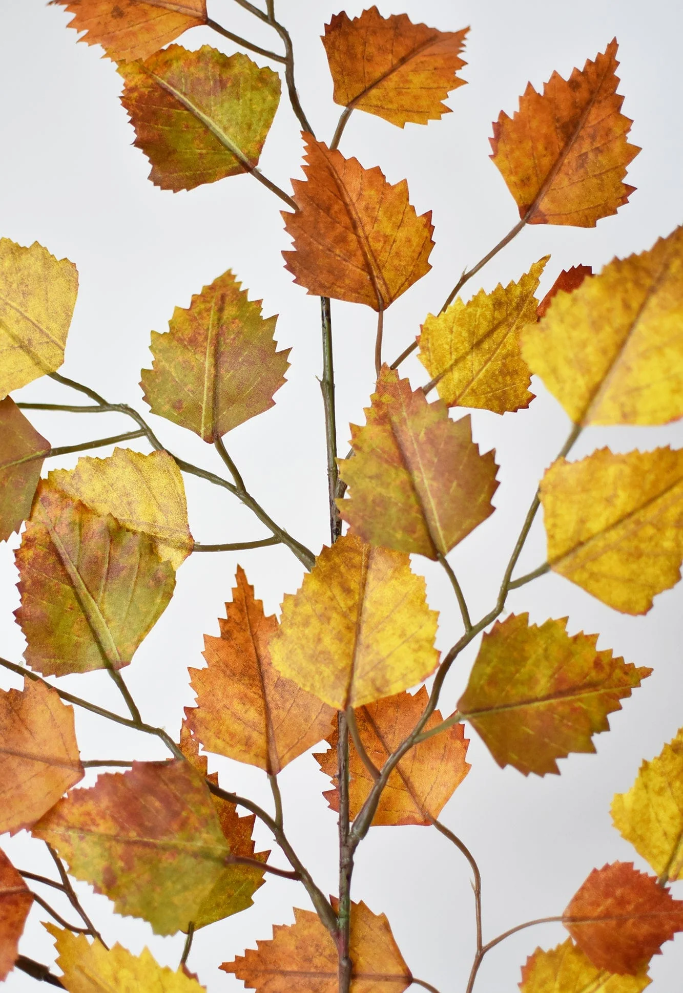 26" Faux Birch Leaf Stem Orange / Mustard / Yellow - Image 4