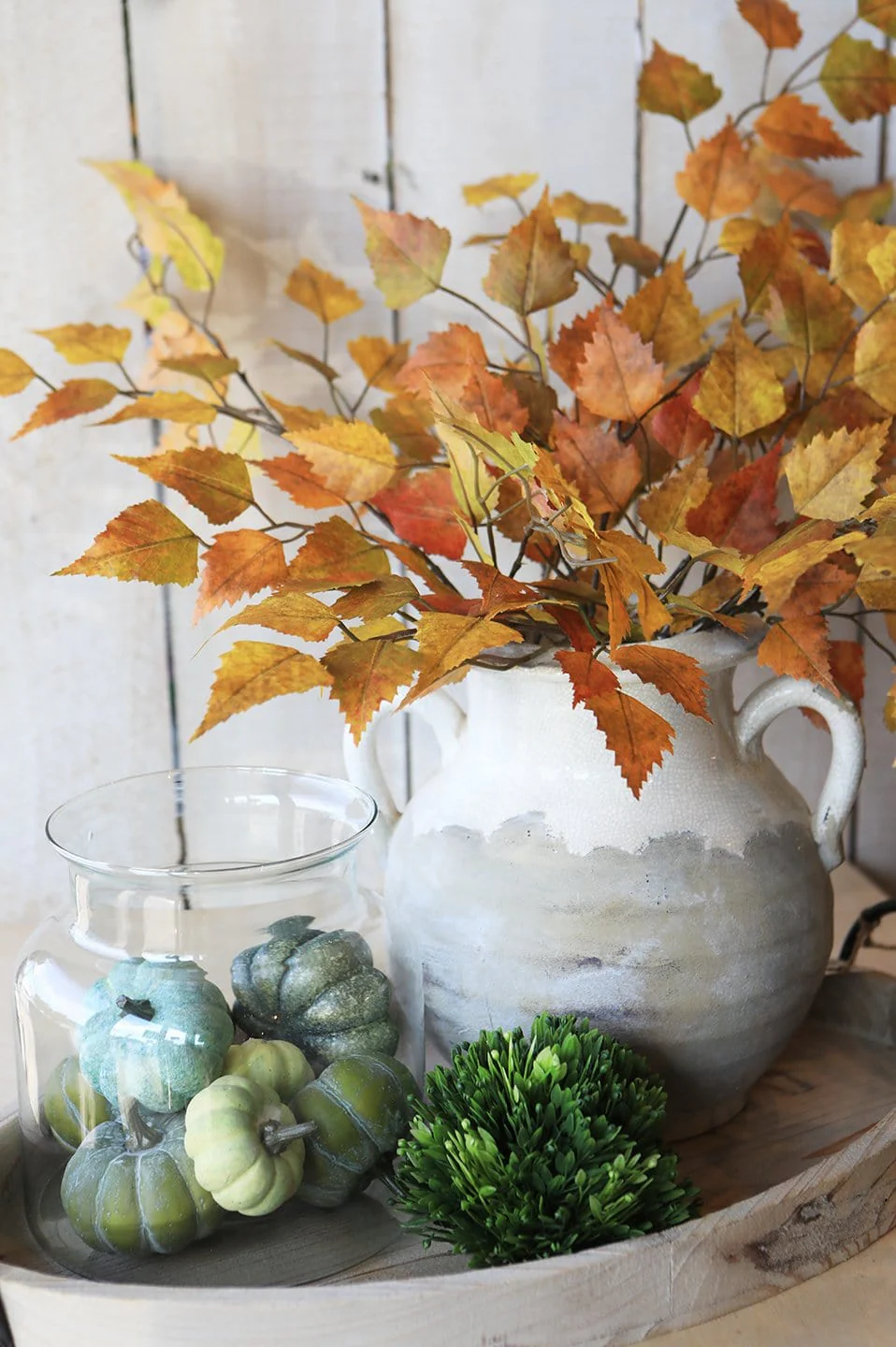 26" Faux Birch Leaf Stem Orange / Mustard / Yellow - Image 8