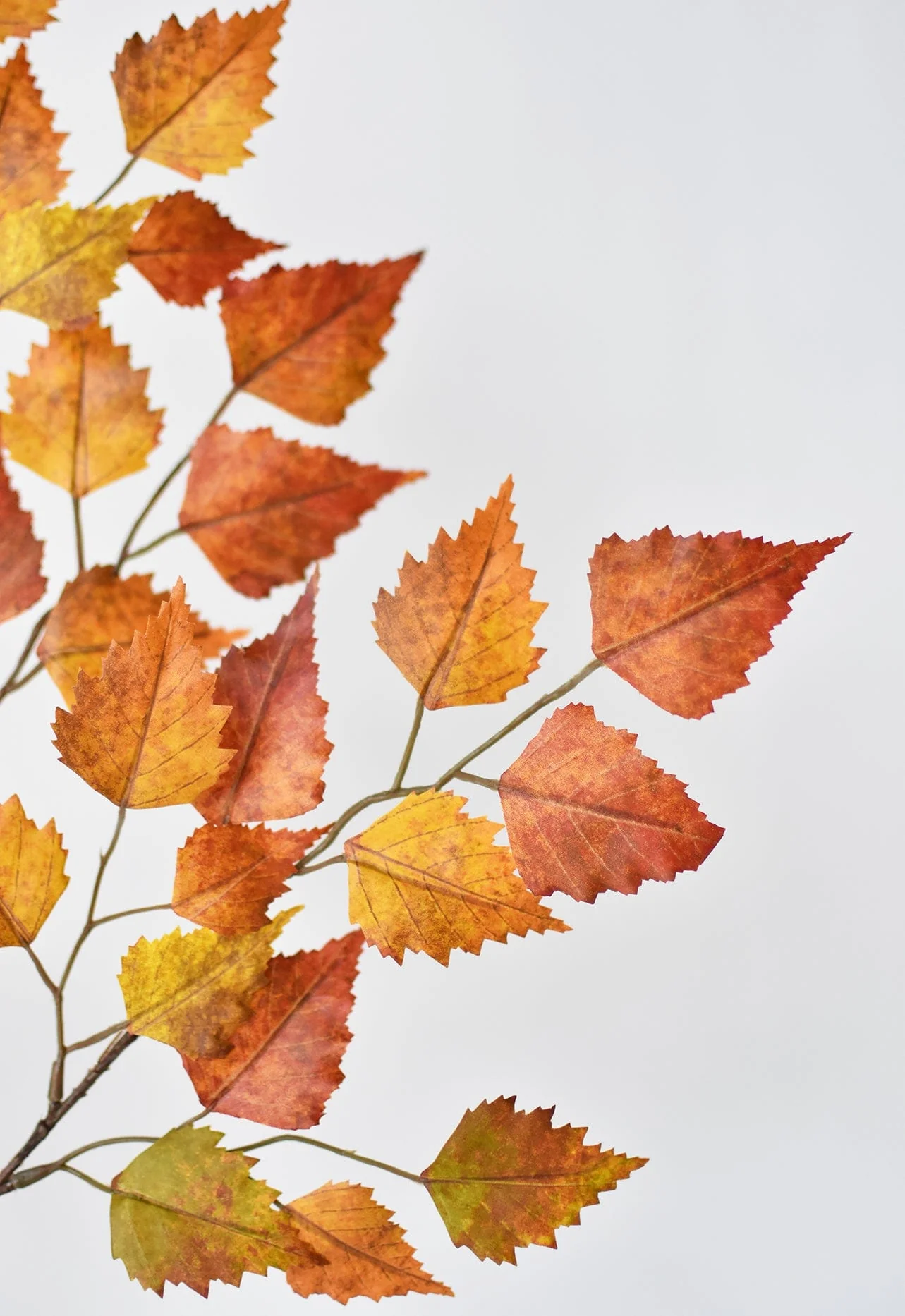 26" Faux Birch Leaf Stem Red / Orange / Yellow - Image 3