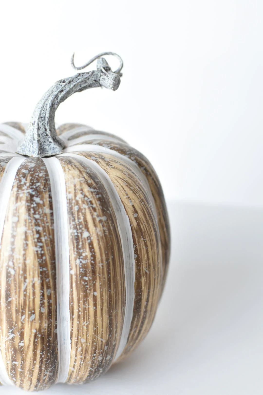 7"Hx5.5"W Faux Pumpkin Beige White - Tall - Image 4