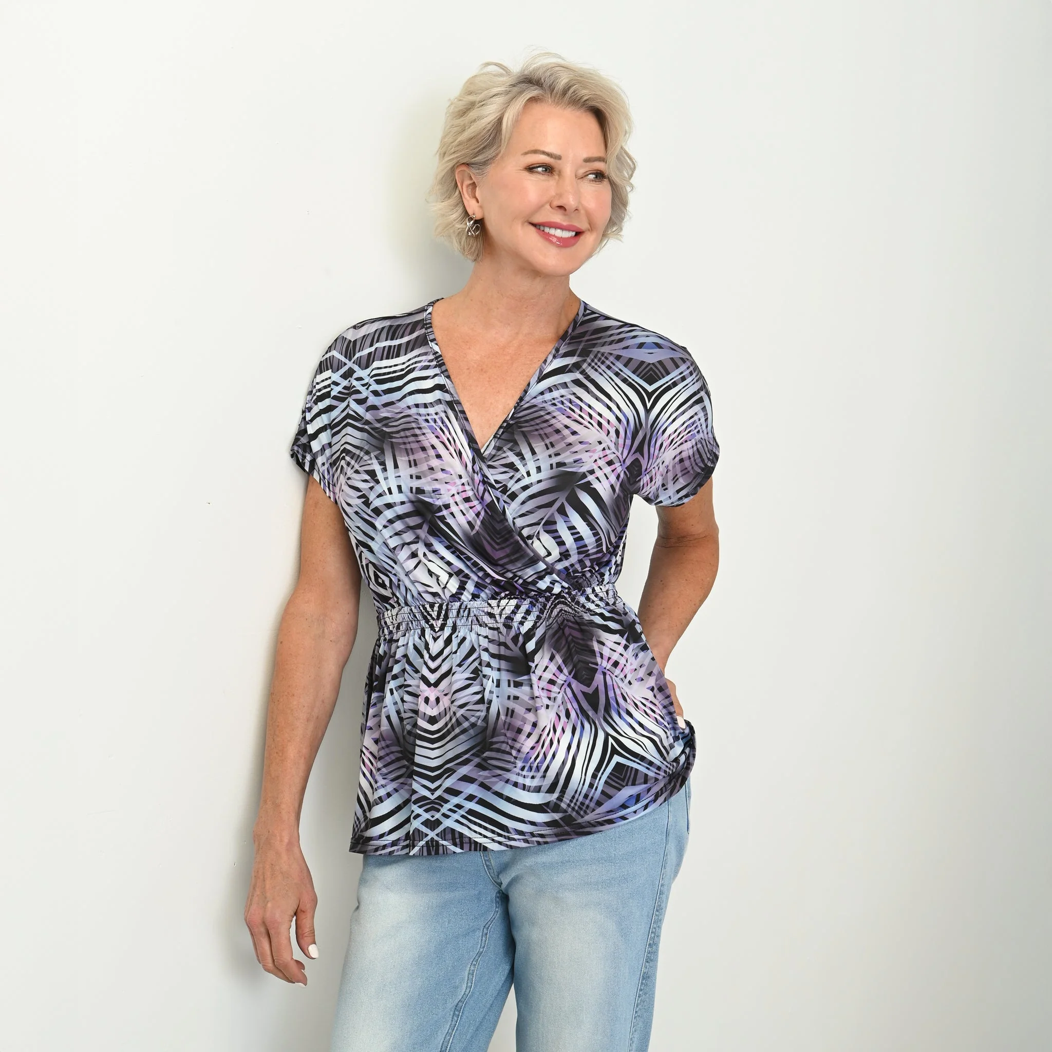Christopher & Banks Abstract Printed Surplice Top - Image 2