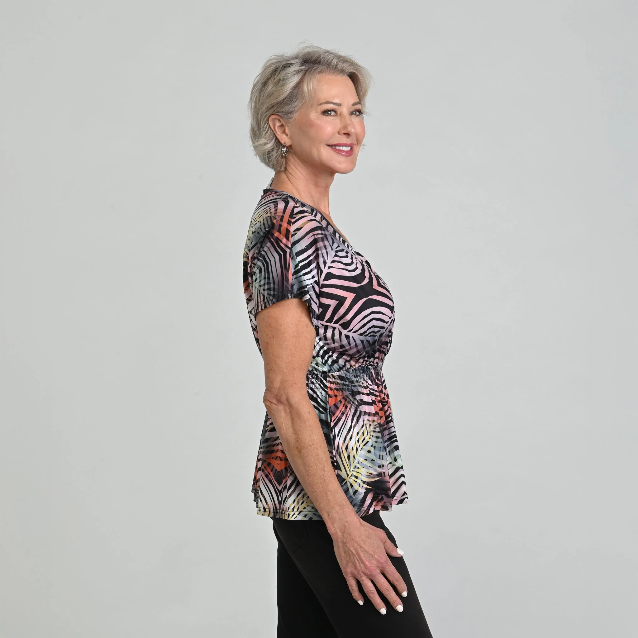 Christopher & Banks Abstract Printed Surplice Top - Image 4