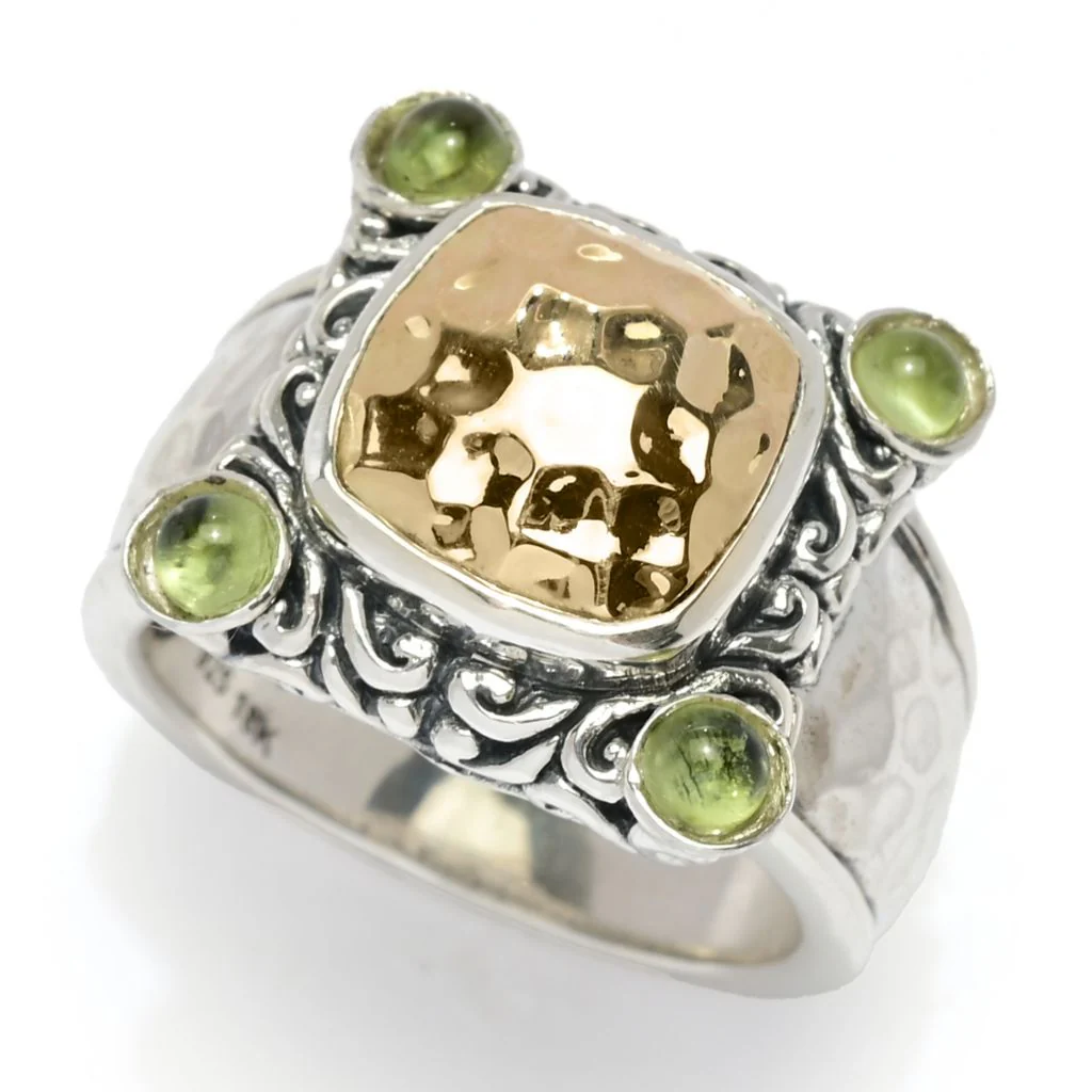 Artisan Silver by Samuel B. 18K Gold Accented Choice of Gem Cabochon Ring - Image 2