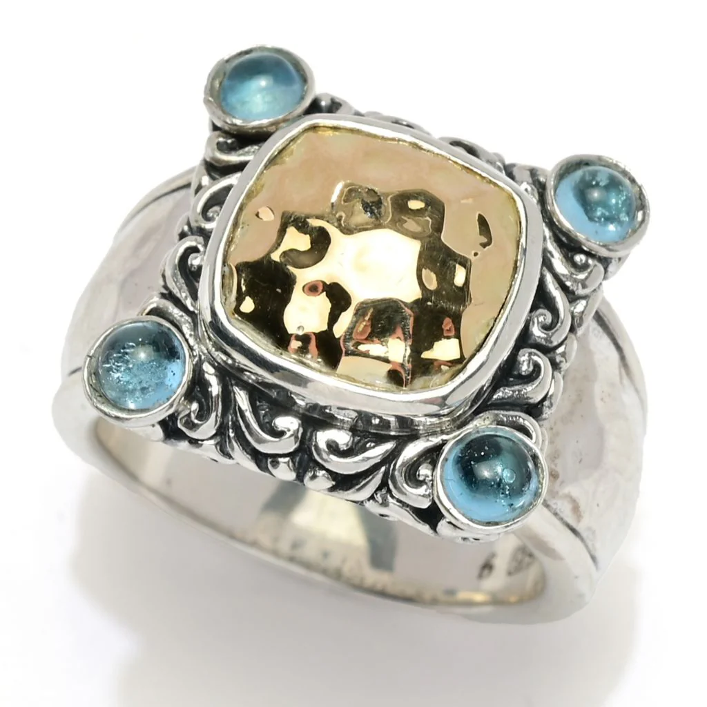 Artisan Silver by Samuel B. 18K Gold Accented Choice of Gem Cabochon Ring - Image 3