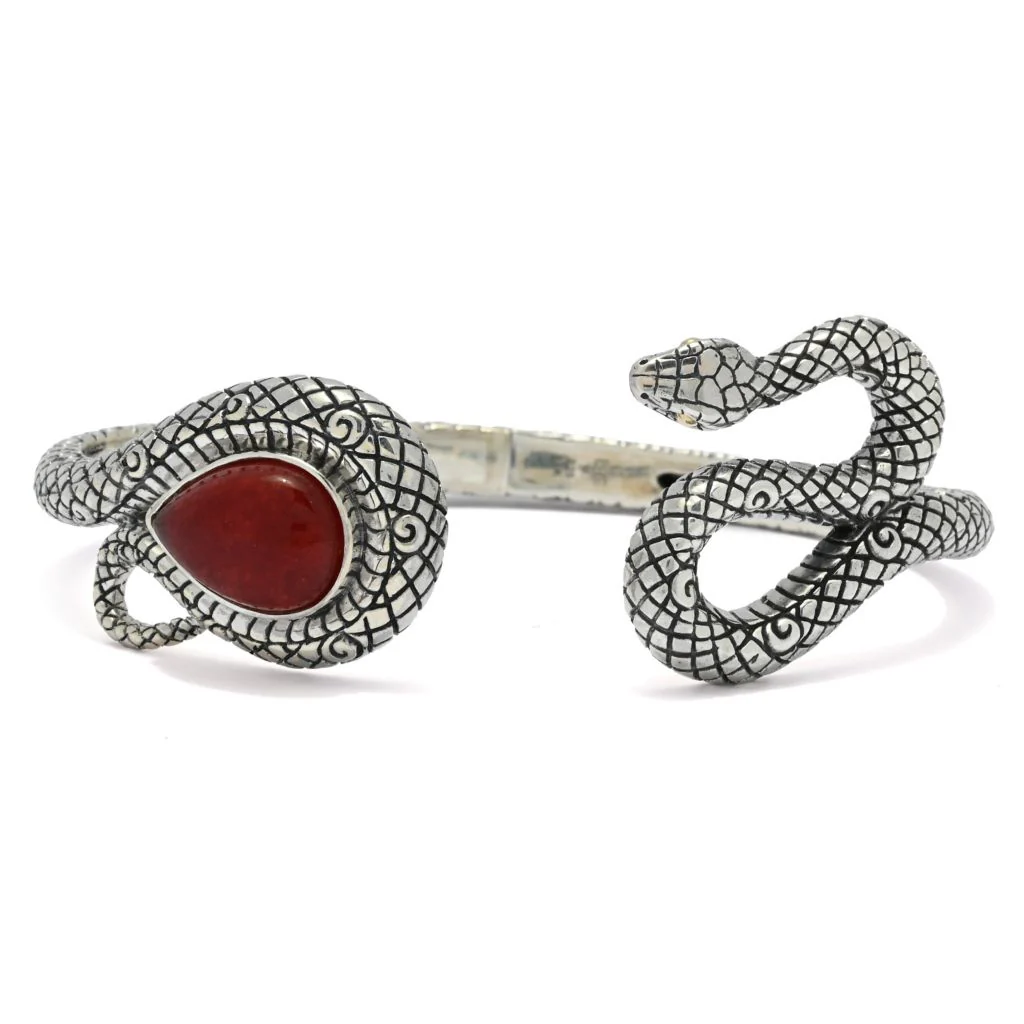 Artisan Silver by Samuel B. Choice of 14x10mm Jade Year of the Snake Bracelet - Image 2